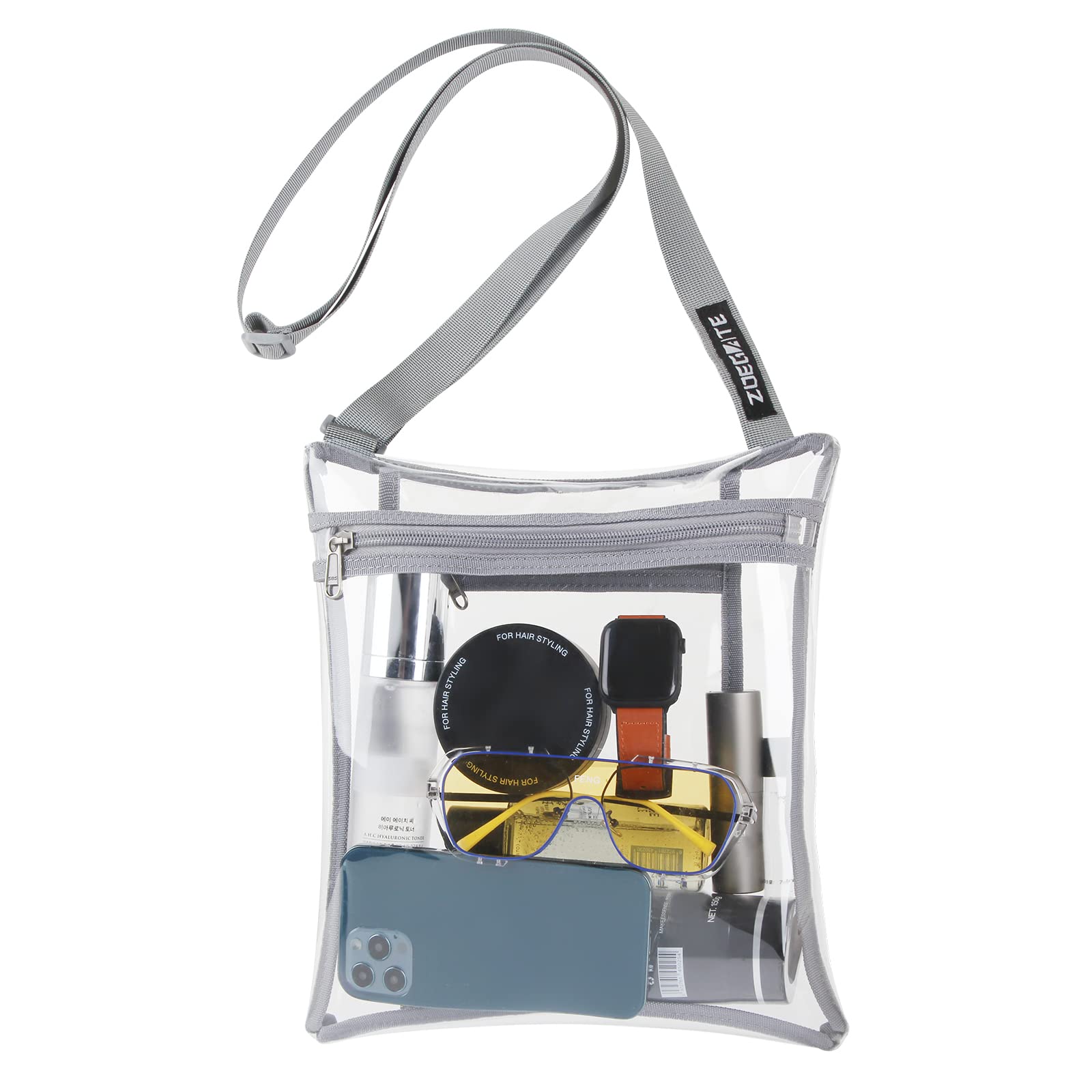 Stadium Approved Clear Crossbody Purse - Transparent Shoulder Bag with Inner Pocket & 5 Fun Stickers | Perfect for Concerts, Festivals, Sports Events & Airport Security