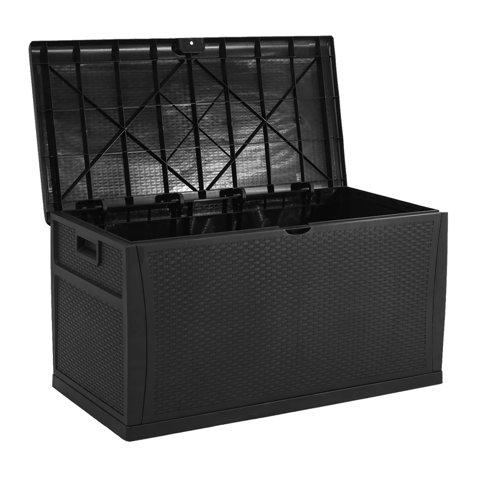 120 Gallon Waterproof Outdoor Storage Box with Lockable Lid & Handles - Patio Deck Box for Garden, Pool, Backyard & Deck Storage - Durable Resin Container for Cushions, Toys & Tools (Black)