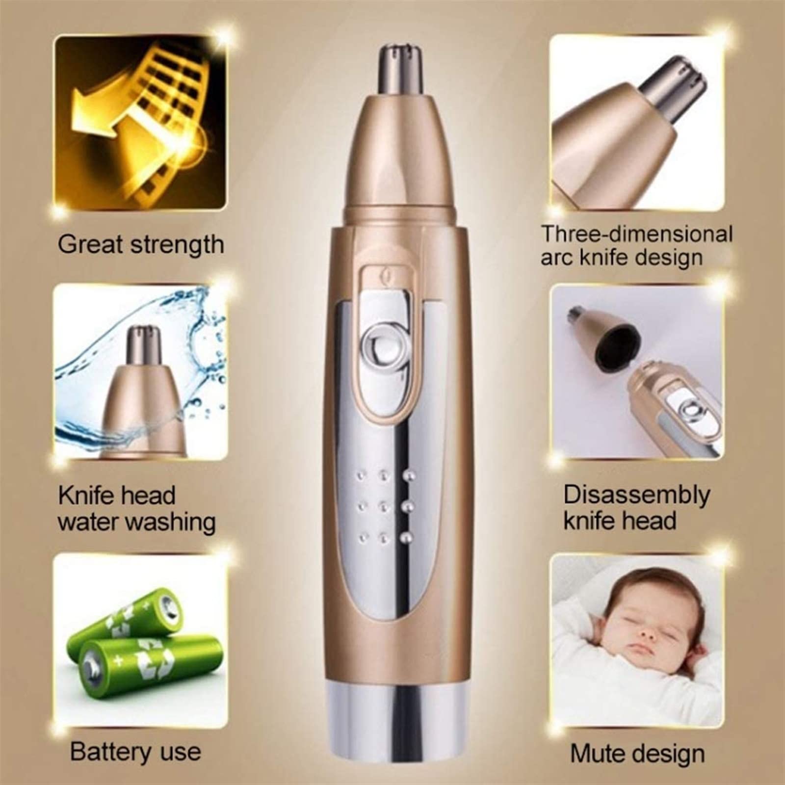 Men's Ear and Nose Hair Trimmer - Rechargeable Wet/Dry Grooming Tool for Precise Trimming - Perfect for Travel, Home & Personal Grooming