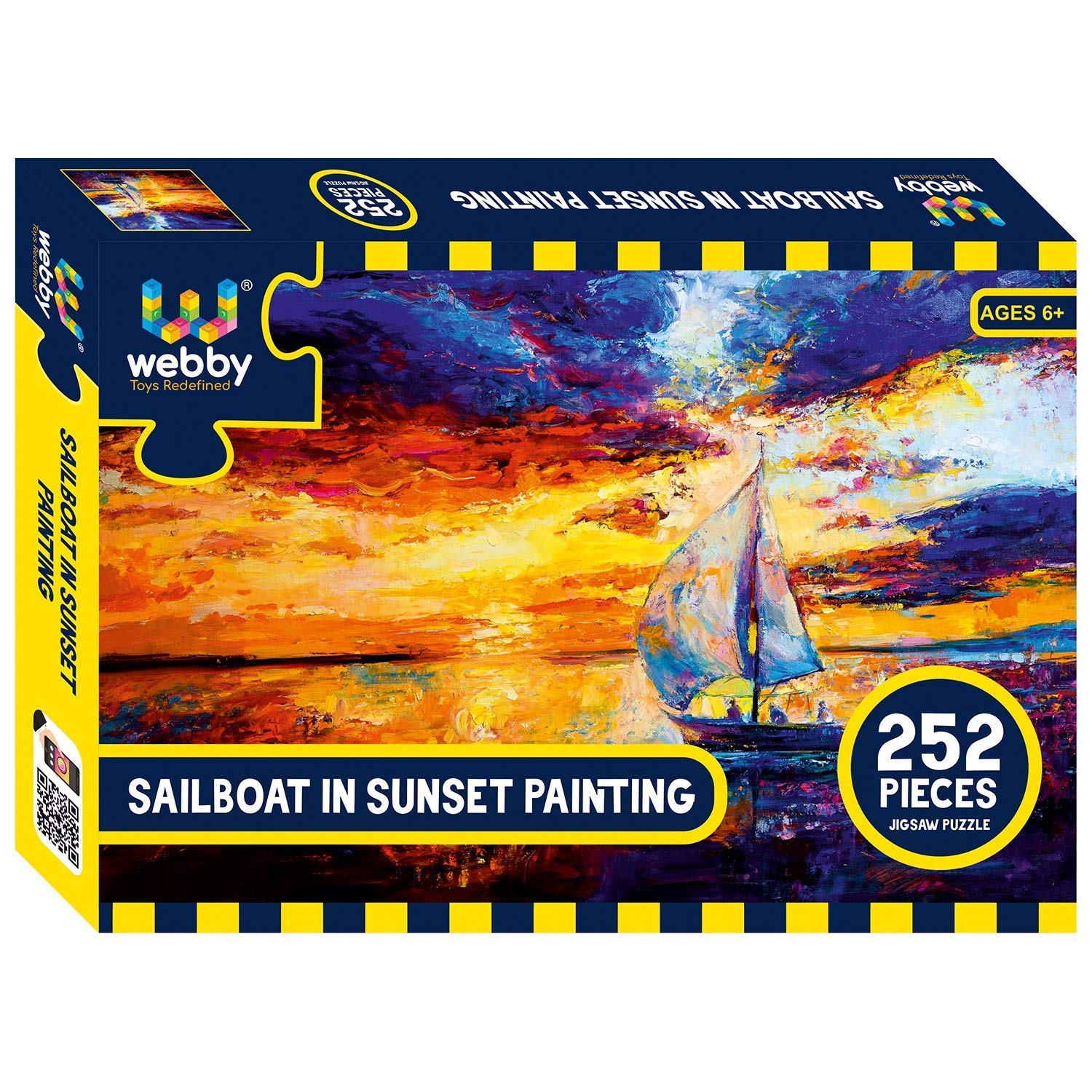 Webby Kid Sailboat Sunset Painting Jigsaw Puzzle - 252 Piece Educational Puzzle for Adults & Kids - Perfect for Family Game Night & Stress Relief