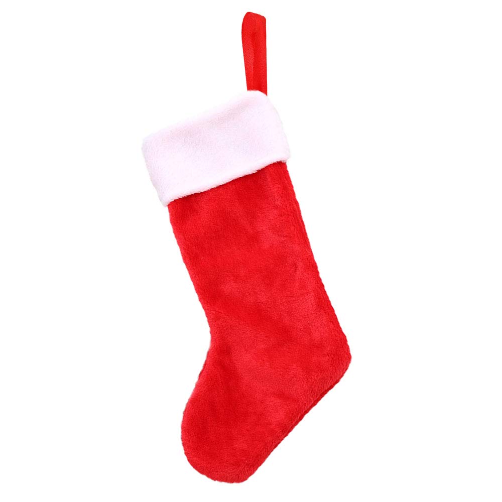 Large Plush Red & White Christmas Stockings - Personalized Holiday Decor for Fireplace, Xmas Tree & Party | Classic Festive Stocking Kit for Home Decor (1 Pack) - Perfect for Family Gatherings & Gift Exchanges