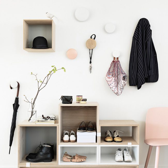 MUUTO The Dots Coat Hooks - Set of 5 Black Ash Wall Hooks for Entryway, Bedroom & Bathroom Organization | Modern Scandinavian Design Home Decor