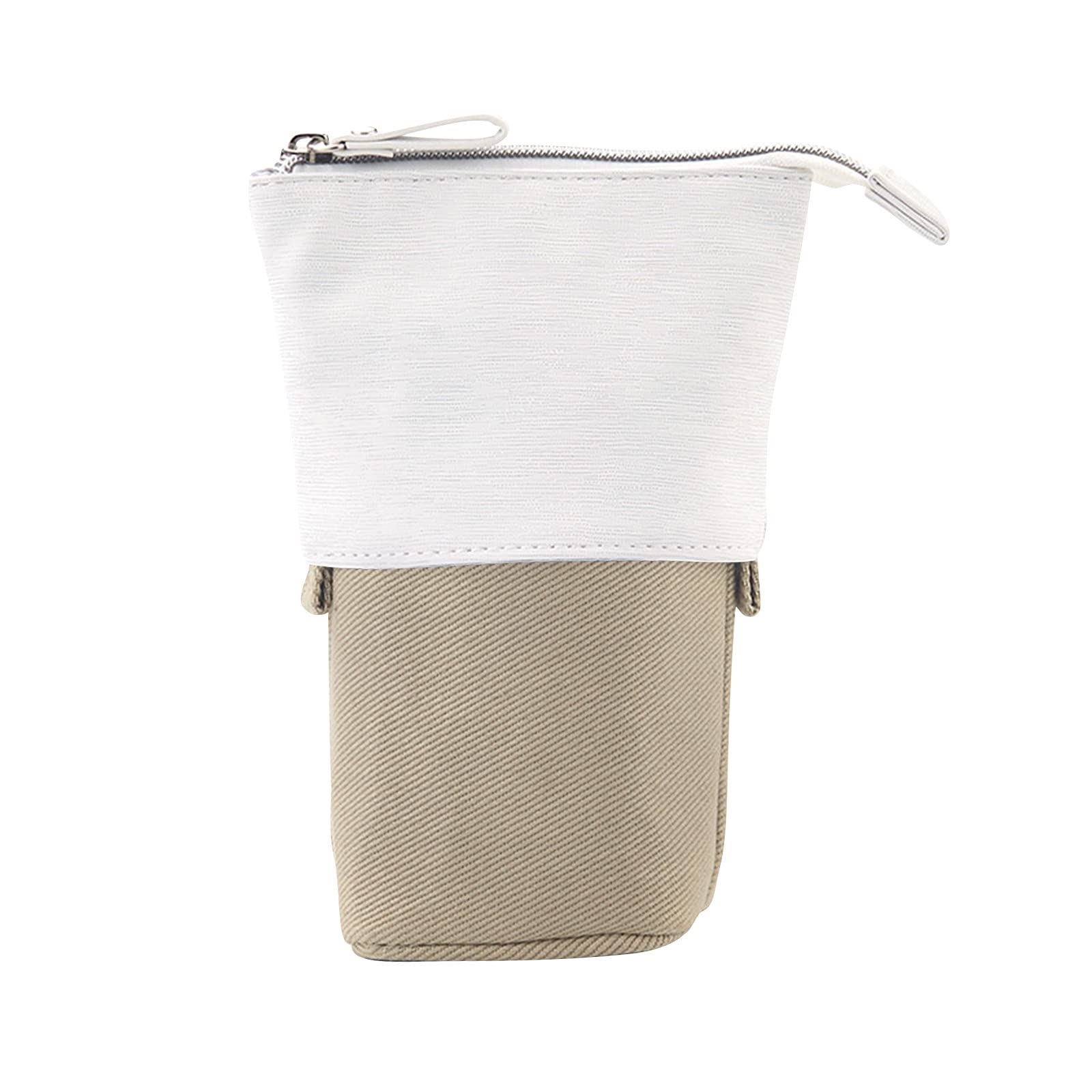 Cute Canvas Pencil Pouch - Pop Up Pen Holder & Stationery Organizer for School, Office, College | Makeup Bag & Cosmetic Case for Women & Girls | Perfect for Students, Professionals & Daily Use (Brown)