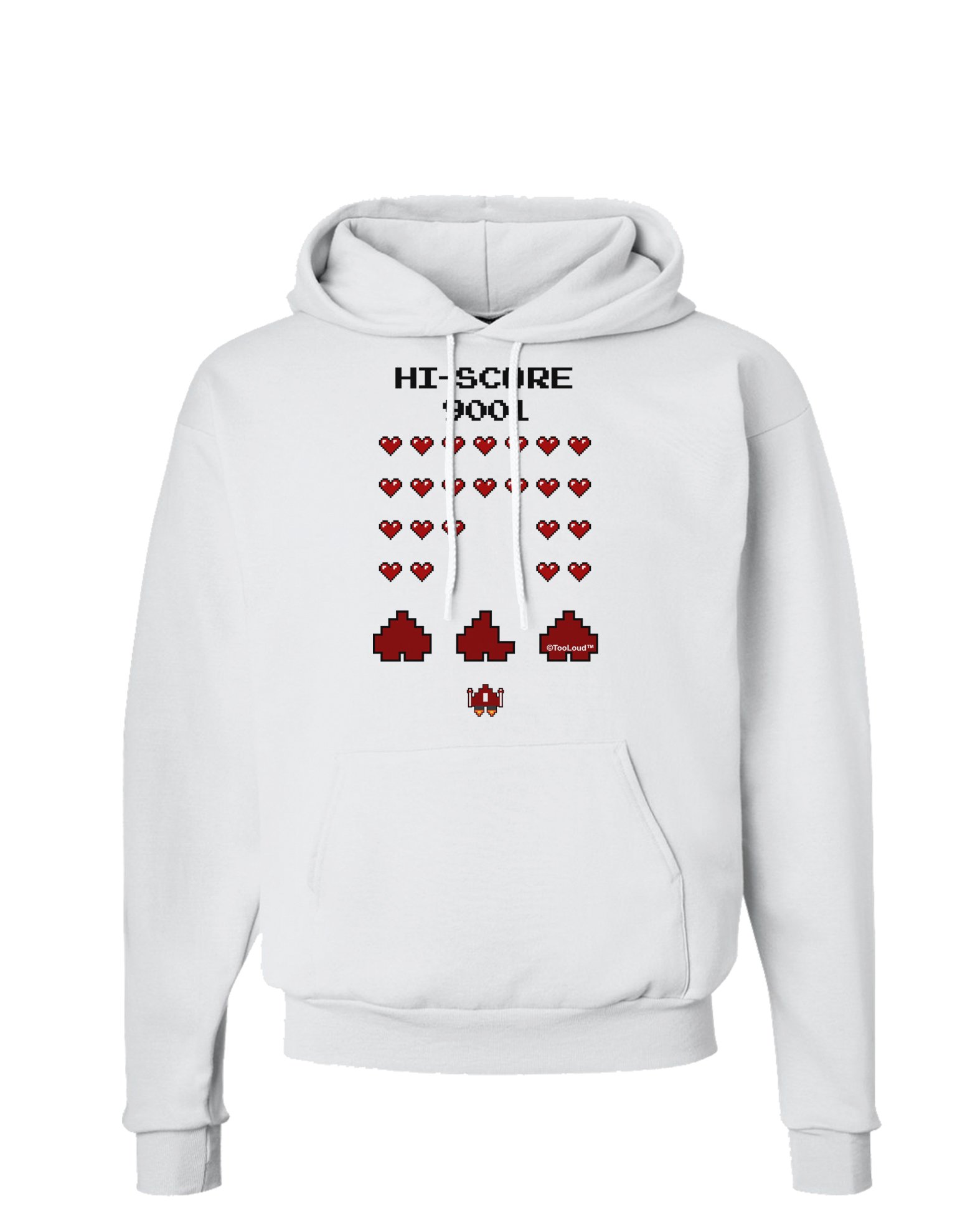 TOOLOUD Pixel Heart Invaders Design Hoodie Sweatshirt for Men & Women - Retro Gaming Graphic Pullover - Casual Streetwear for Gamers & Tech Enthusiasts - Perfect for Gaming Events & Everyday Wear