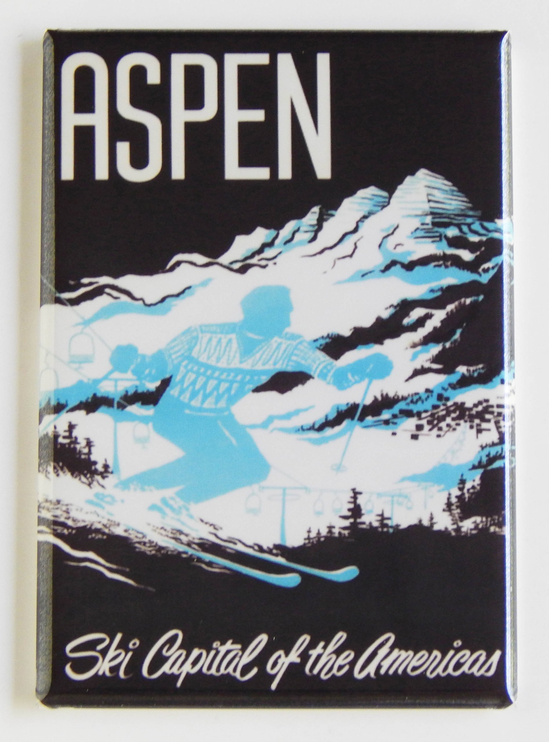 Aspen Ski Travel Poster Fridge Magnet - 2x3 Inches - Vintage Winter Decor for Fridge, Office & Cabin - Perfect for Ski Lovers & Travel Enthusiasts