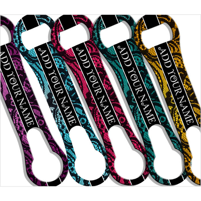 Custom Personalized V Rod® Bottle Opener with Sexy Lace Design - Perfect for Parties, Weddings & Gifts