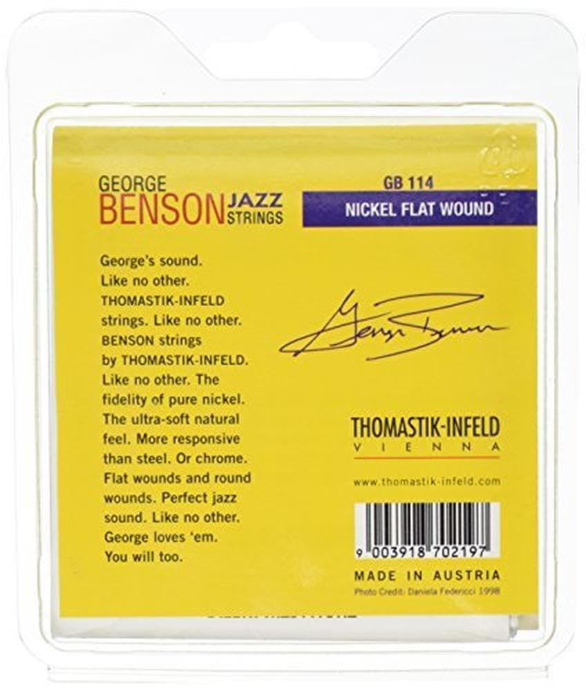 Thomastik-Infeld GB114 Jazz Guitar Strings - George Benson Signature 6-String Pure Nickel Flatwound Set (E, B, G, D, A, E) | Perfect for Jazz, Blues & Smooth Guitar Performances