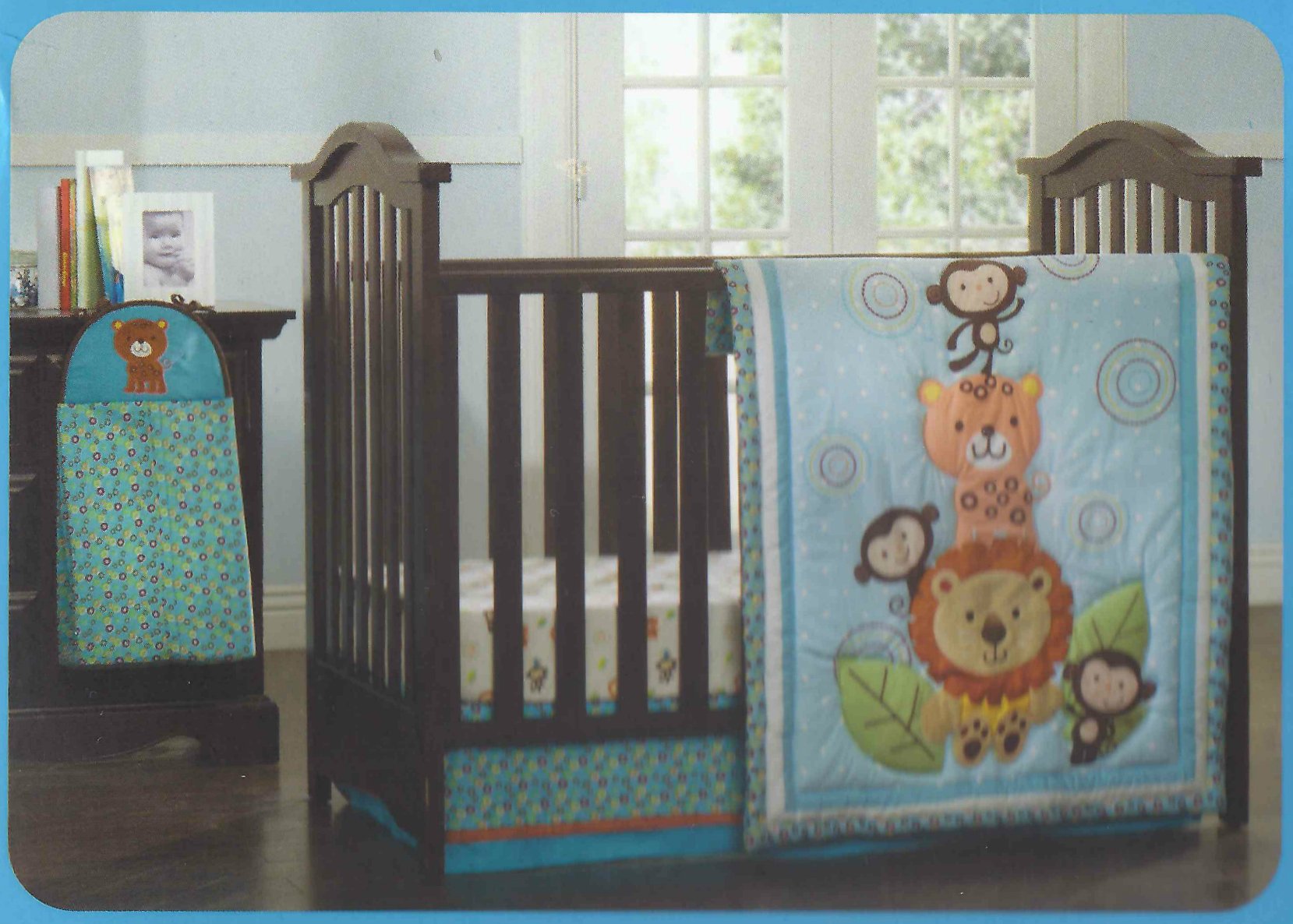 Jungle Friends 4-Piece Crib Bedding Set for Baby Boys & Girls - Soft Nursery Decor with Matching Fitted Sheet, Bumper, Skirt & Blanket - Perfect for Jungle-Themed Baby Showers & Nursery Room Decor