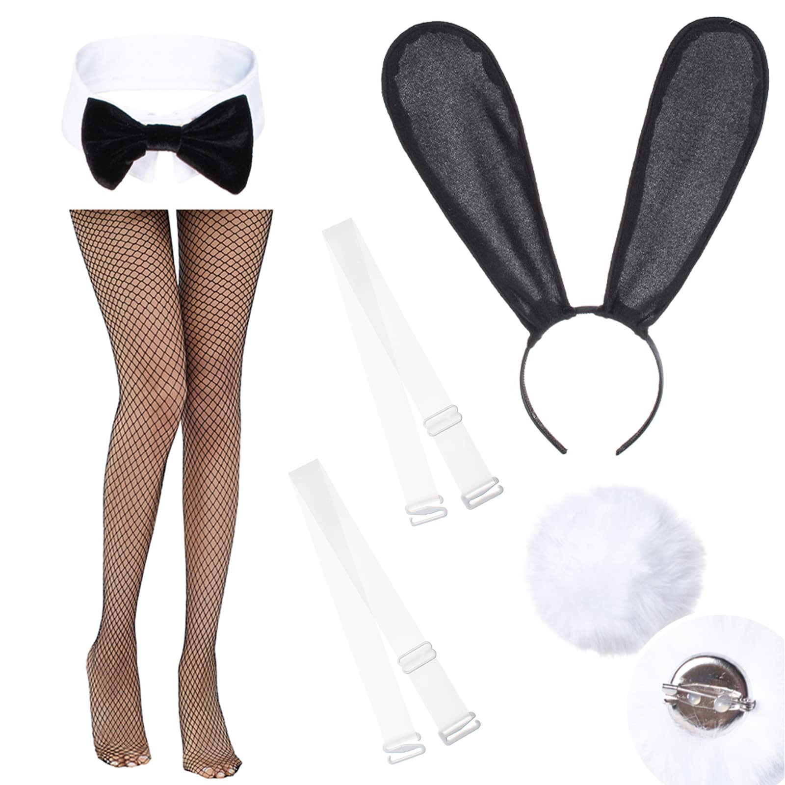 Anime Women's Bunny Costume Set - One Piece Bodysuit with Bunny Headband & Stockings for Halloween Cosplay, Party, and Anime Conventions