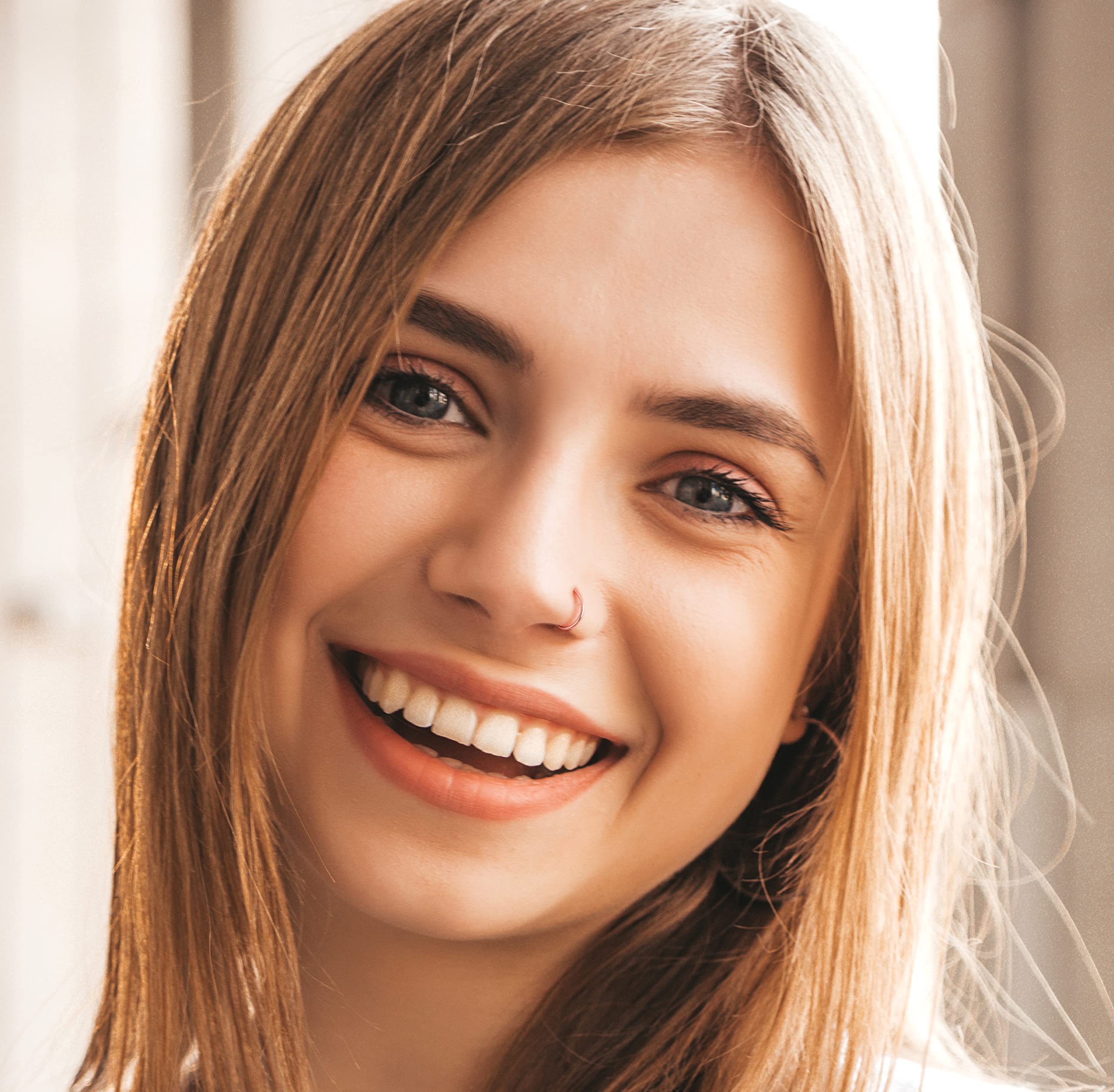 14K Rose Gold Tiny Nose Ring - 24 Gauge 8mm Snug Hoop for Thin Nose Piercings | Perfect for Everyday Wear, Special Occasions & Minimalist Jewelry Lovers