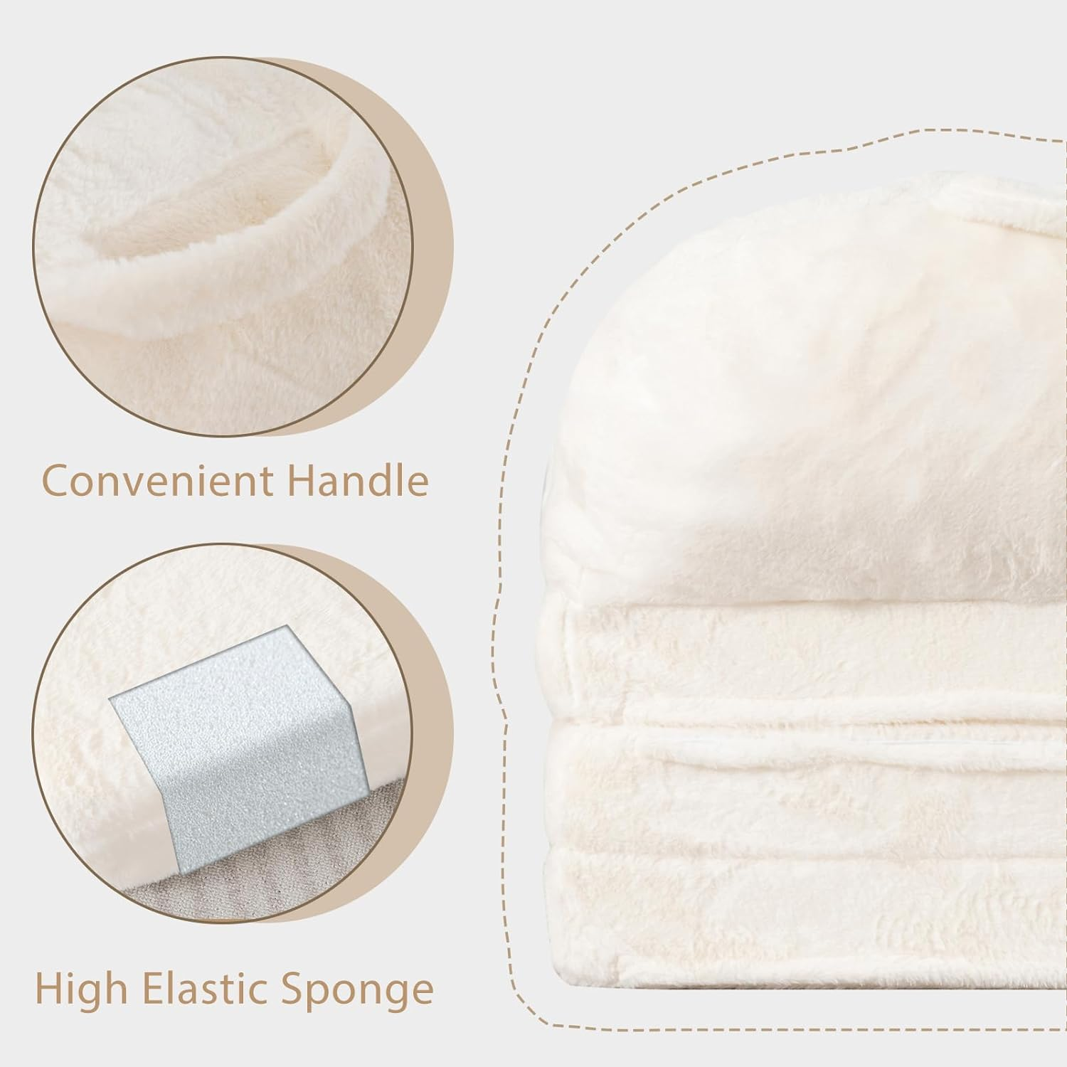 MAXYOYO Convertible Bean Bag Chair to Sofa Bed for Adults - Foldable Floor Mattress & Sleeper - Beige - Perfect for Small Spaces, Dorm Rooms & Lounge Areas