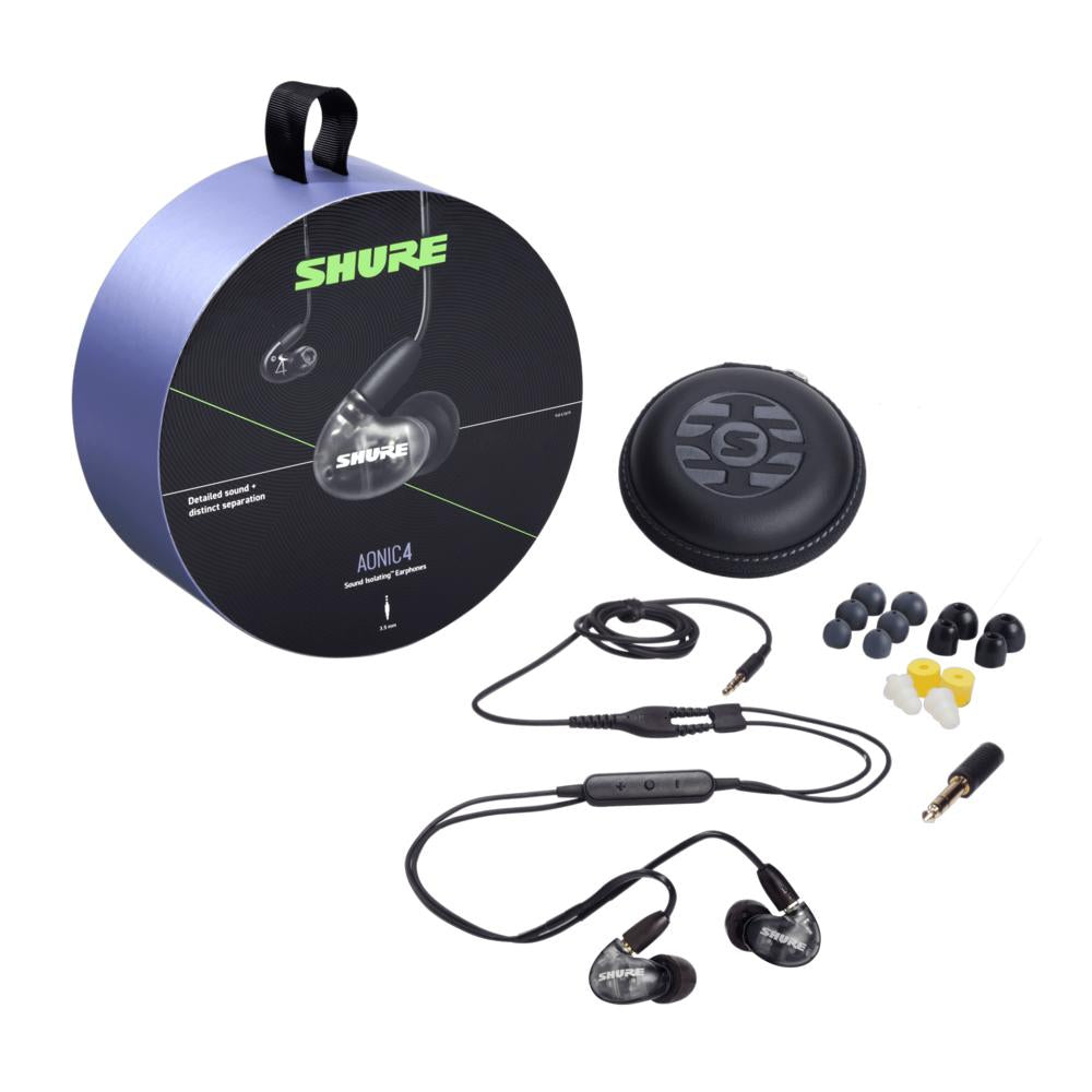 Shure AONIC 4 Wired Sound Isolating Earphones with Remote + Mic (Open Box) - Premium Noise Cancelling In-Ear Headphones for Music, Gaming & Calls - Perfect for Audiophiles, Travel & Office Use