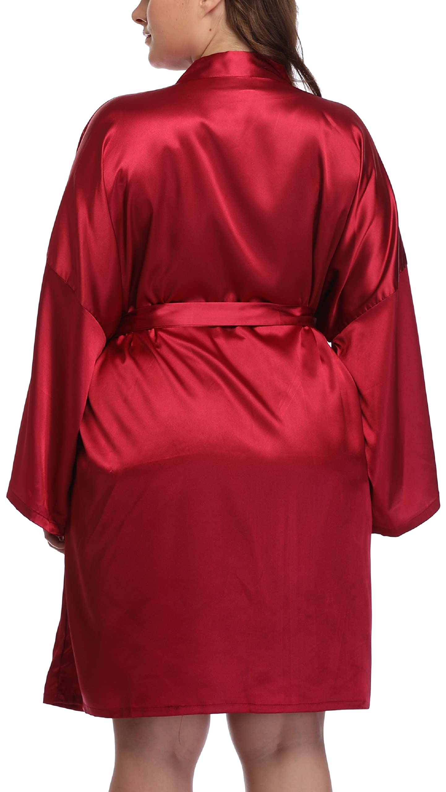 Plus Size Women's Silky Satin Kimono Robe - Elegant Bridal Wedding Party Robe, Bridesmaid Sleepwear & Luxurious Bathrobe for Spa, Honeymoon & Relaxing at Home