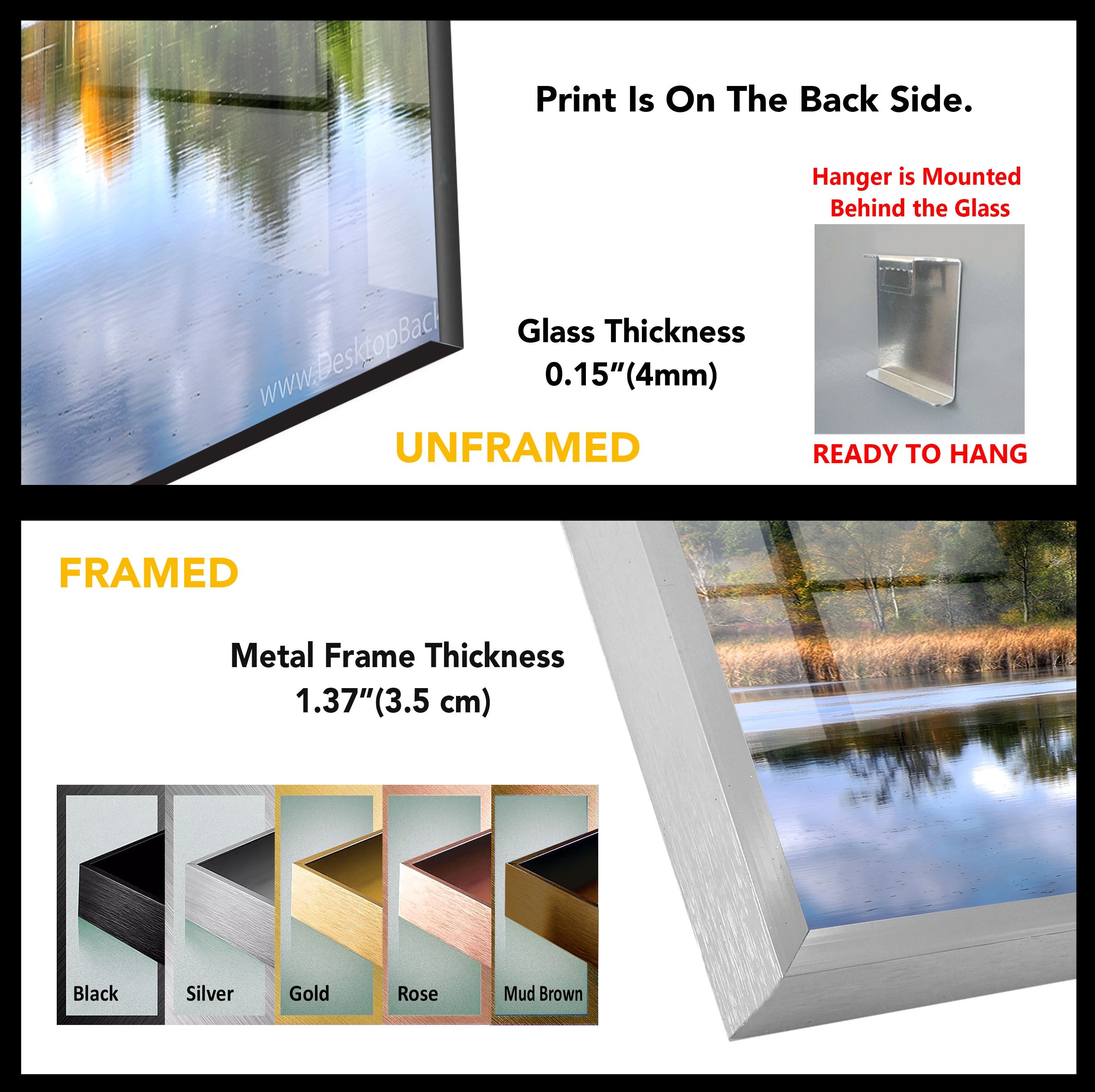 Autumn Reflections Scenic Forest Lake Glass Wall Art - Stunning Nature Decor for Living Room, Bedroom & Office