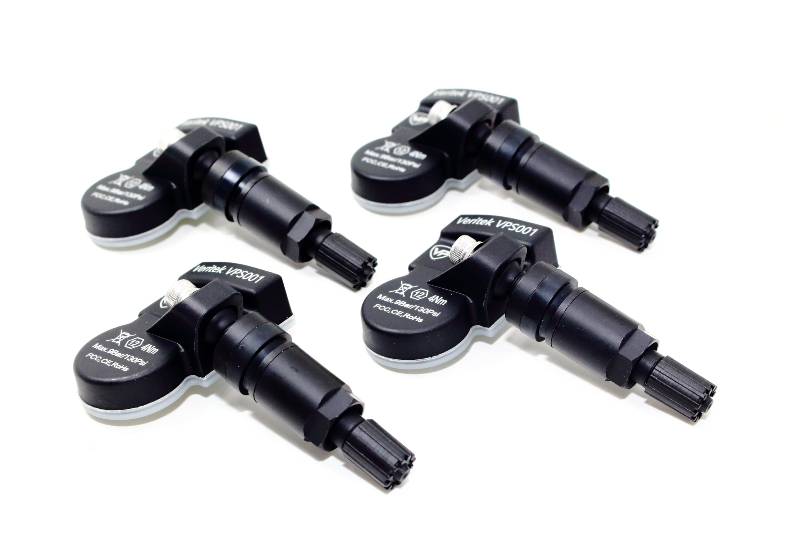 4-Pack MAX MXSA001 TPMS 433MHz Tire Pressure Monitoring Sensors - Compatible with Hyundai & KIA (Replaces 529333F2000, 52933D4100) - Includes Matte Black Aluminum Valve Stems - Perfect for Accurate Tire Pressure Alerts & Vehicle Safety