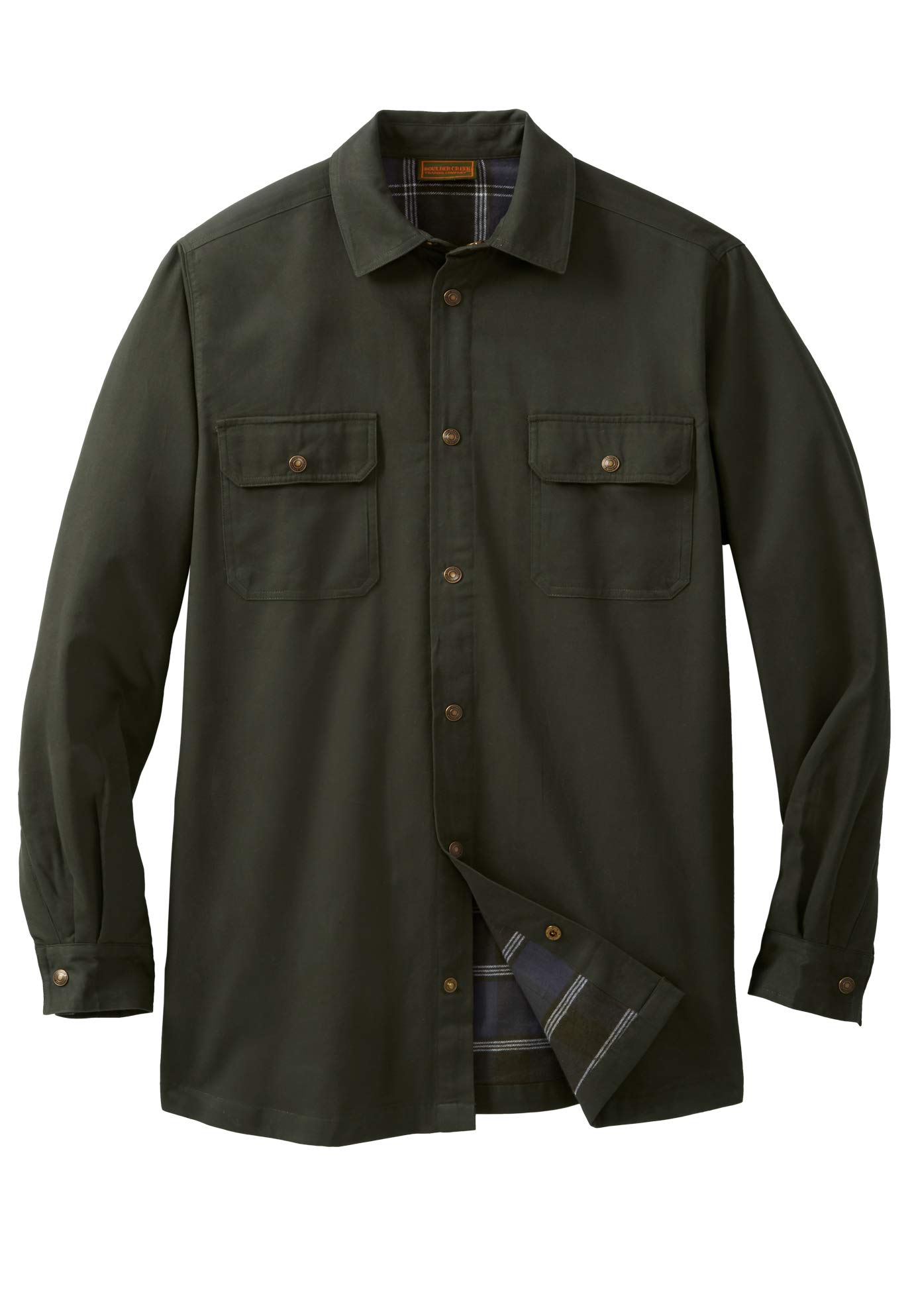 KingSize Men's Big & Tall Flannel-Lined Twill Shirt Jacket | Warm & Durable Outdoor Wear for Hiking, Camping & Casual Style