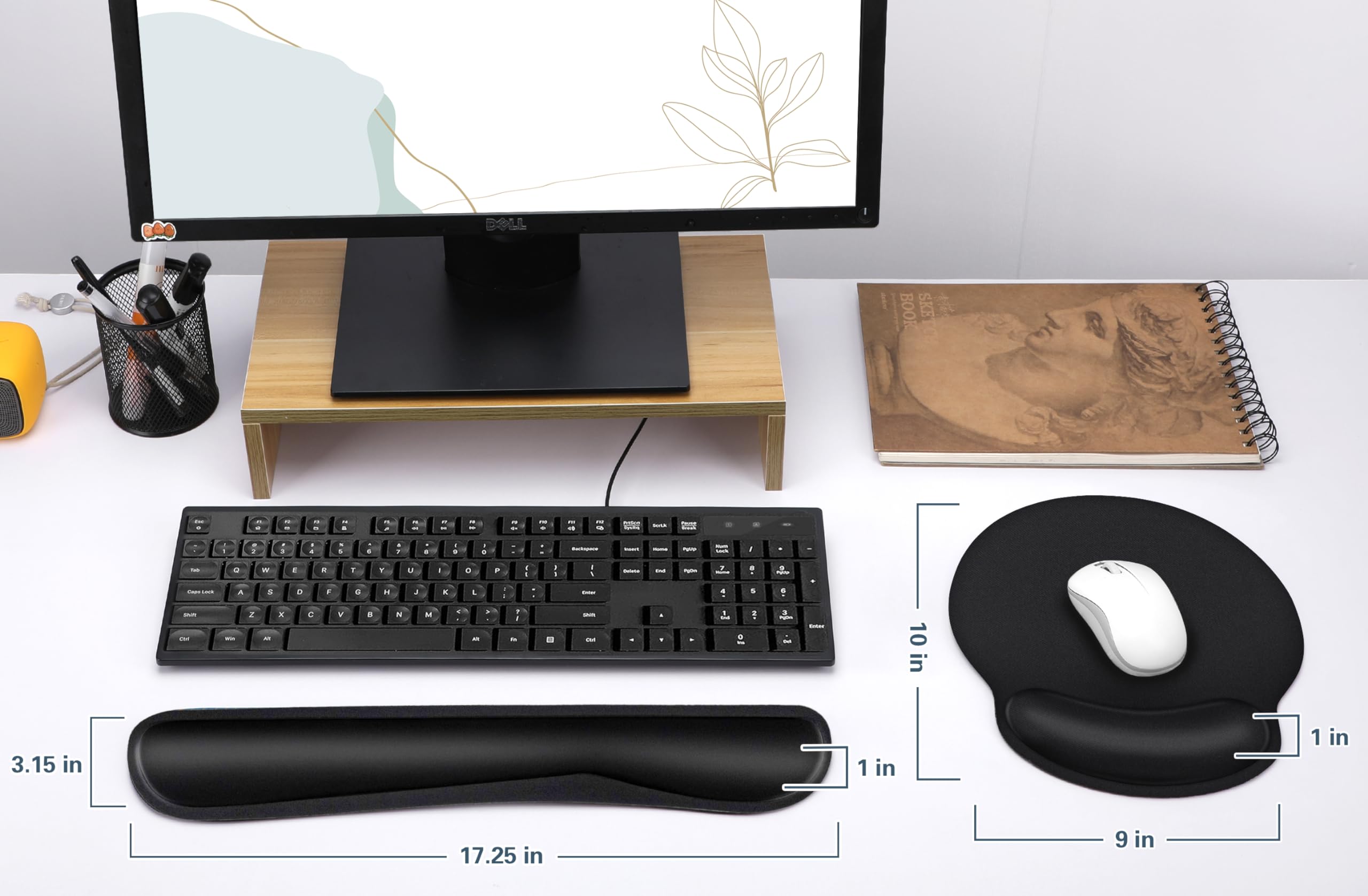 Ergonomic Mouse Pad and Keyboard Wrist Rest Set - Memory Foam Wrist Support for Comfortable Typing, Classic Black - Perfect for Office, Gaming & Home Computer Workstations
