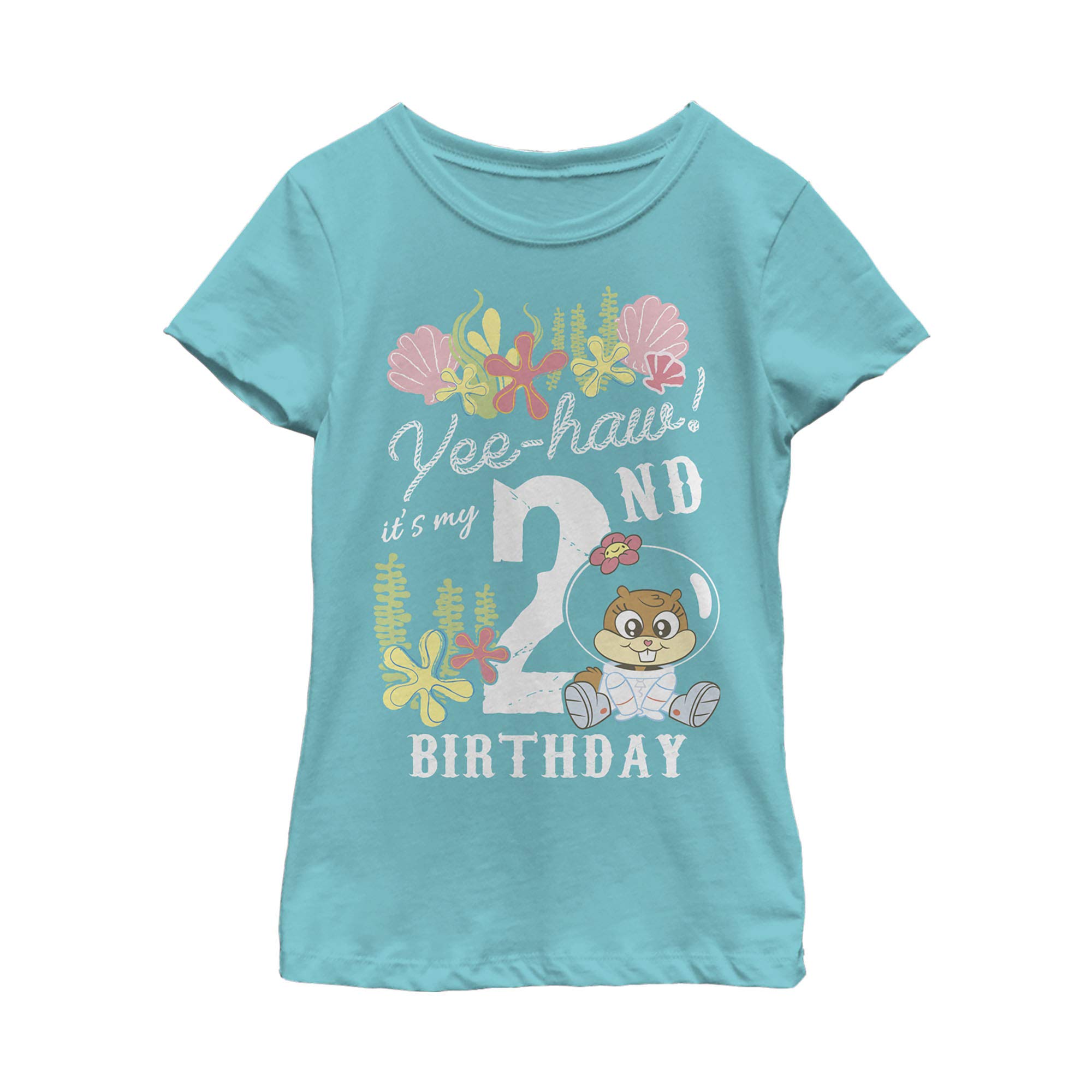 SpongeBob SquarePants Sandy Birthday T-Shirt for Girls - Short Sleeve Graphic Tee by Fifth Sun | Fun Birthday Party Outfit & Casual Wear