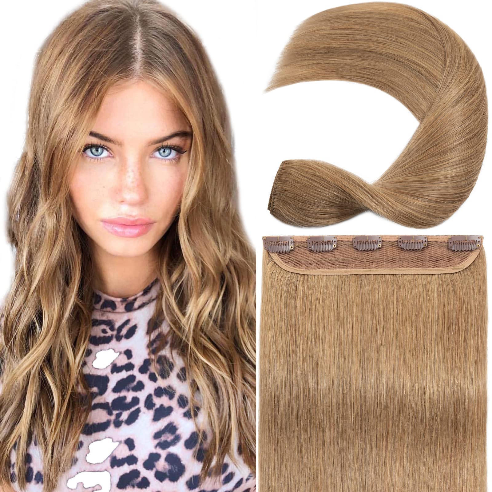S-noilite 100% Remy Human Hair Clip-in Extensions - One Piece/5 Clips Set, 16
