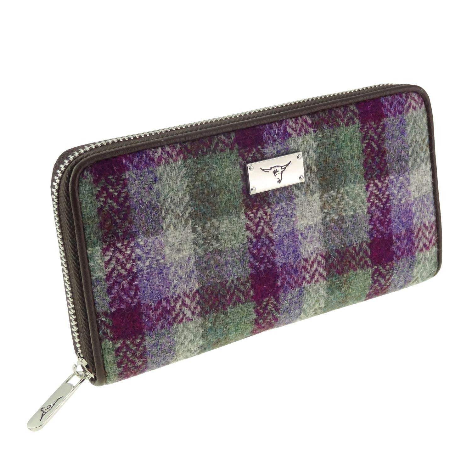 Harris Tweed Long Zip Wallet for Men & Women - 22 Stylish Colors | RFID Blocking Leather Card Holder for Travel, Business & Everyday Use