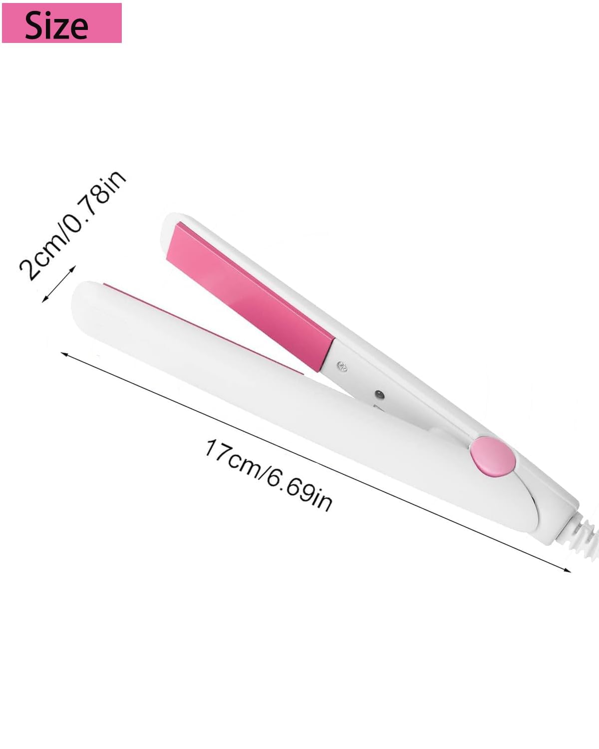2 in 1 Mini Hair Straightener & Curler - Ceramic Tourmaline Flat Iron with Dual Heating Plates - Portable Travel Hair Styler for Dorm, Home, or On-the-Go (White) - Perfect for Styling, Straightening & Creating Waves Anywhere
