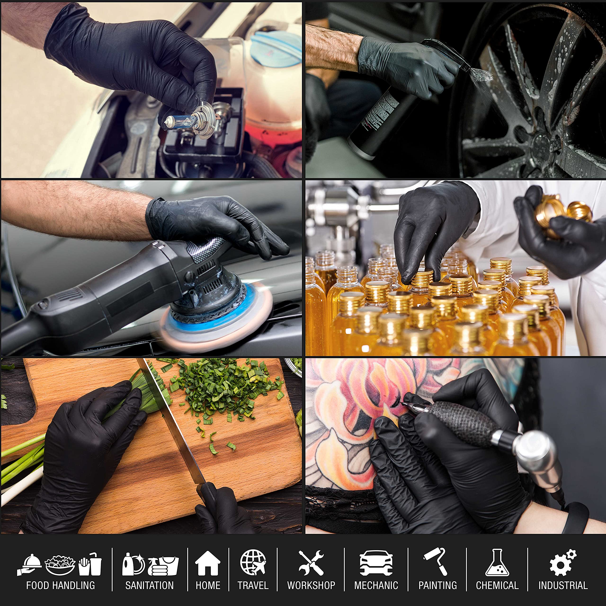 Dura-Gold Heavy Duty Black Nitrile Disposable Gloves - 6 Mil Thick, Latex Free, Powder Free, Textured Grip for Enhanced Safety - Ideal for Medical, Food Service, Cleaning & Industrial Use