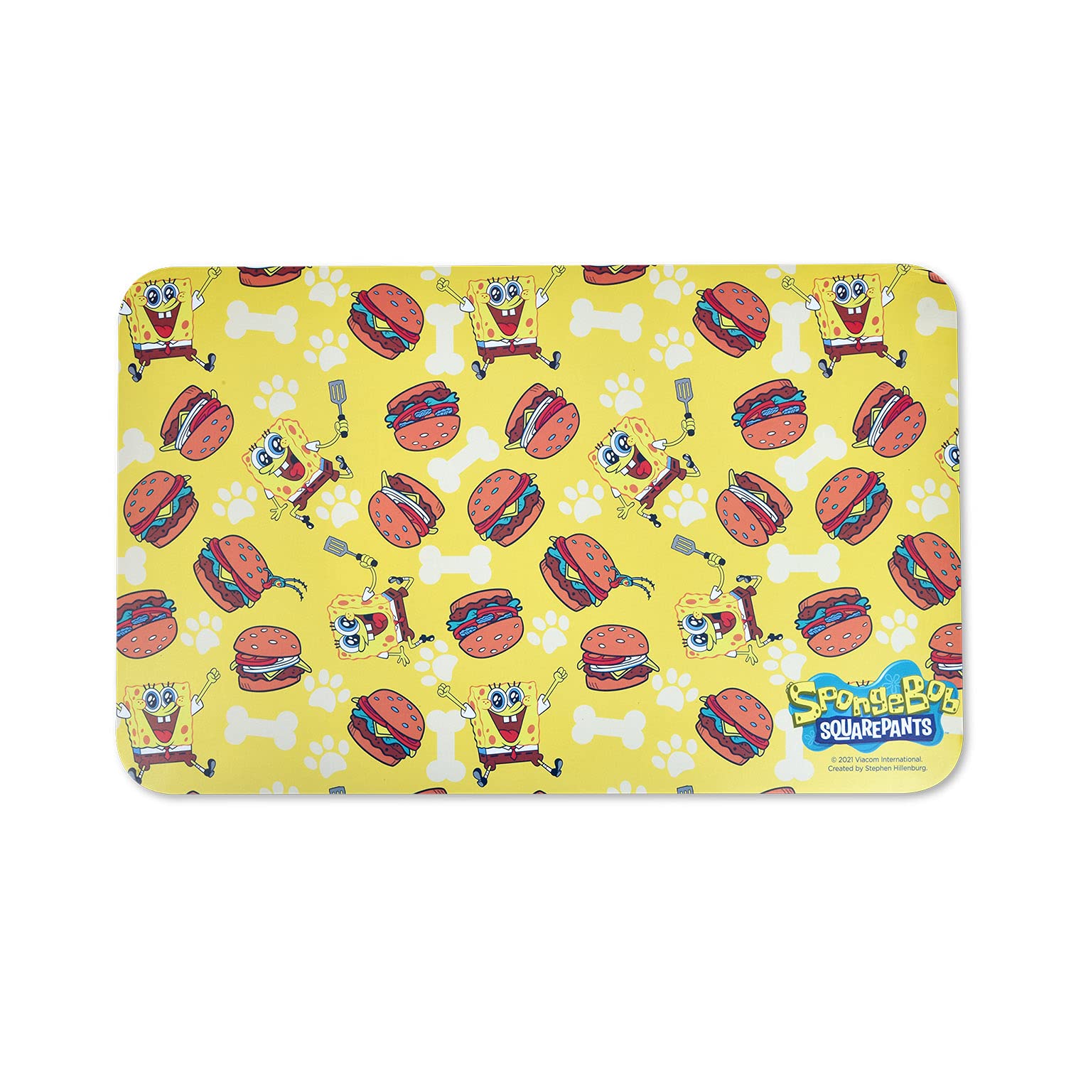 SpongeBob SquarePants Non-Slip Silicone Pet Feeding Mat - Waterproof Dog & Cat Food Bowl Placemat for Messy Eaters | Perfect for Kitchen, Dining Area, and Travel Use