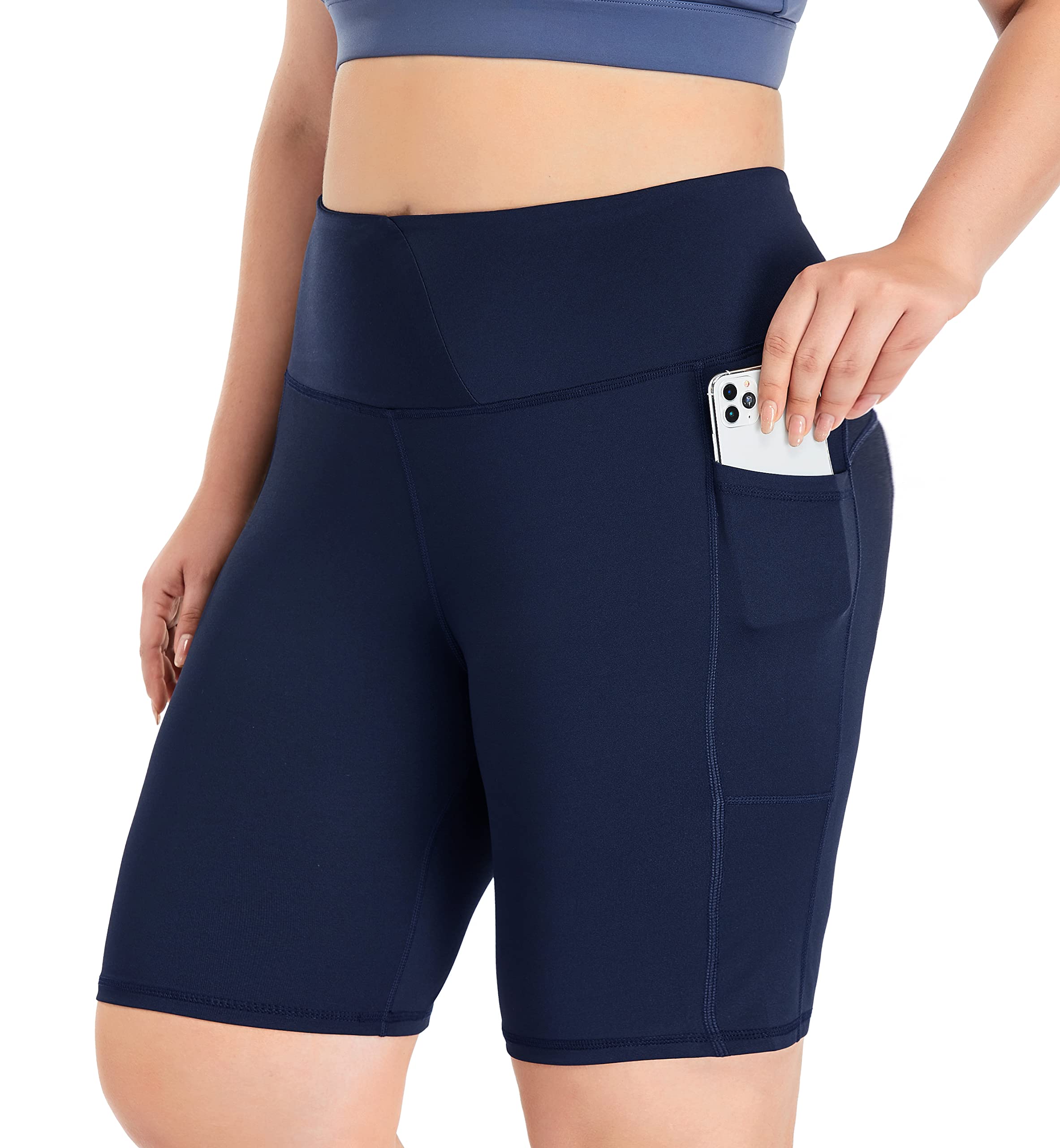 ZERDOCEAN Women's Plus Size High Waist Biker Shorts 8