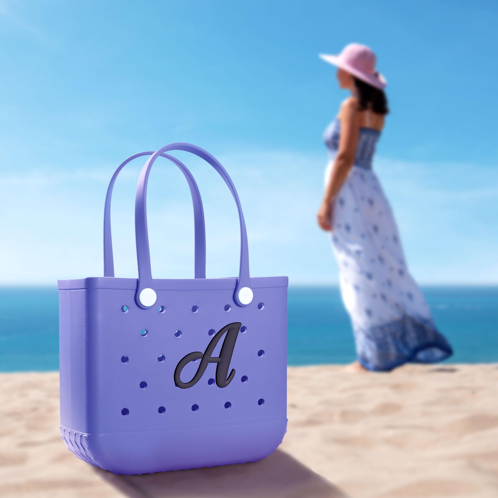 Joez Alphabet Letter Charms for Bogg Bag - Decorative Letter Accessories for Beach Bags, Totes & Handbags - Black | Perfect for Personalizing Beach Essentials, Pool Parties & Summer Accessories