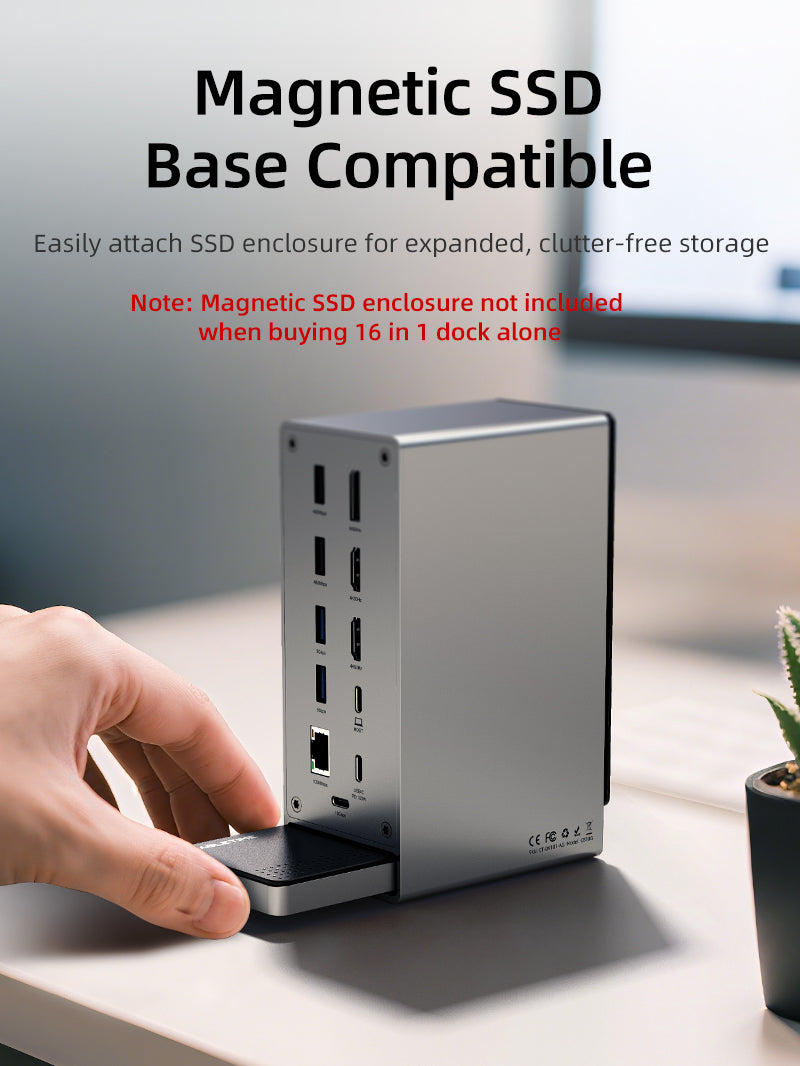 16-in-1 USB C Docking Station with SSD Enclosure for Triple Monitor Setup - Perfect for Home Office, Gaming & Productivity Workstations