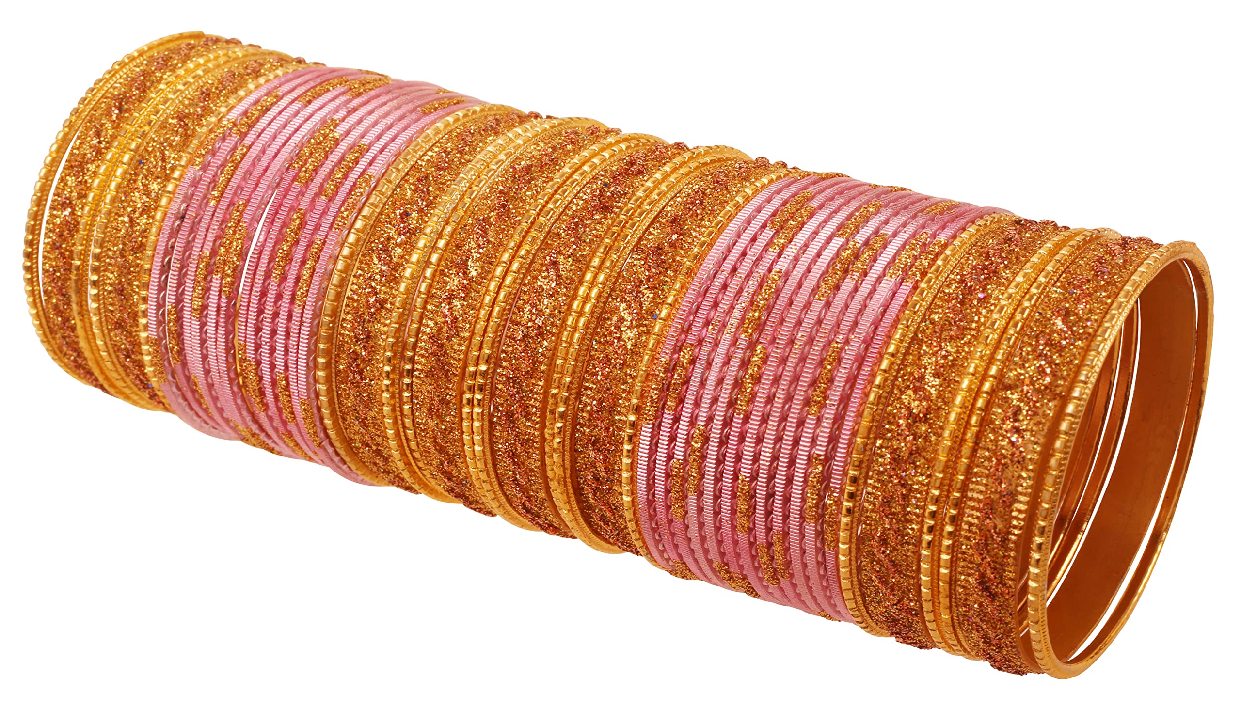 Exotic Indian Bollywood Golden Glitter Sequins Vintage Jewelry Bangle Bracelet Set for Women - Perfect for Weddings, Parties & Ethnic Fashion