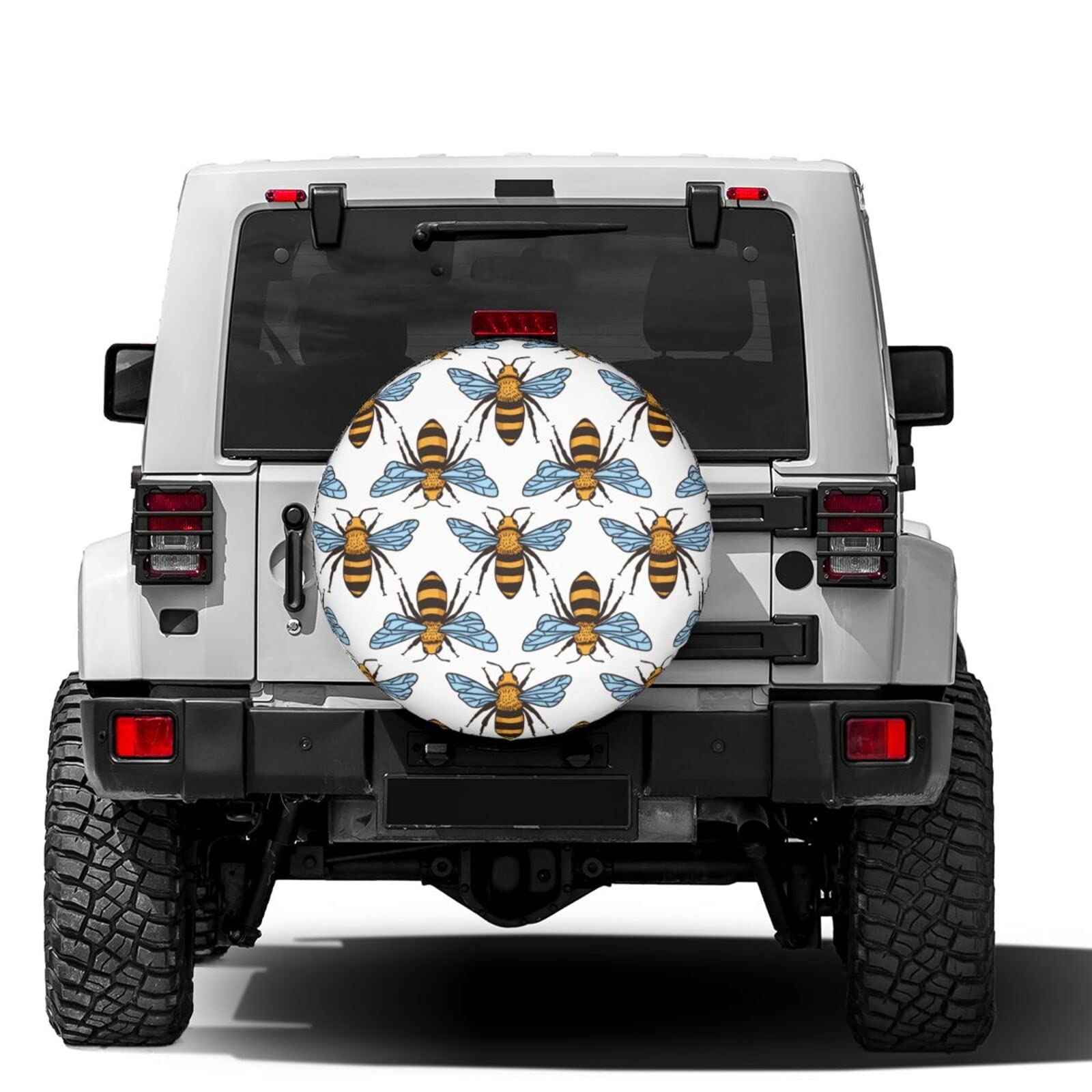 Black & Yellow Bees Spare Tire Cover - Waterproof Dust-Proof Wheel Protector for 17 Inch Tires | Fits Trailers, RVs, SUVs & Most Vehicles | Perfect for Camping, Road Trips & Outdoor Adventures
