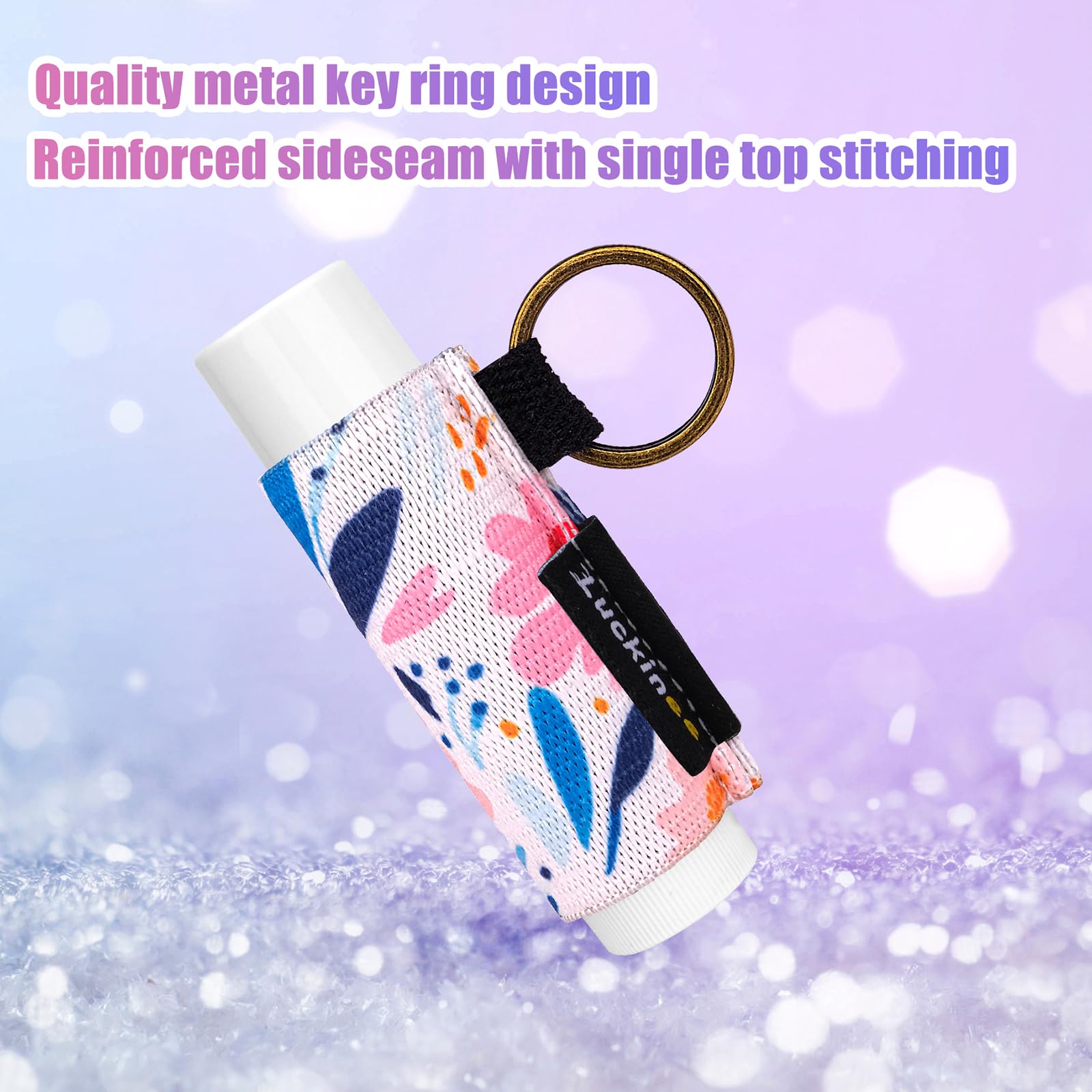 3PCS Lip Balm Holder Keychain - Elastic Sleeve for Chapstick, Lipstick & Lip Gloss - Fits Fat & Slim Tubes - Perfect for Purse, Backpack & Gym Bag Organization