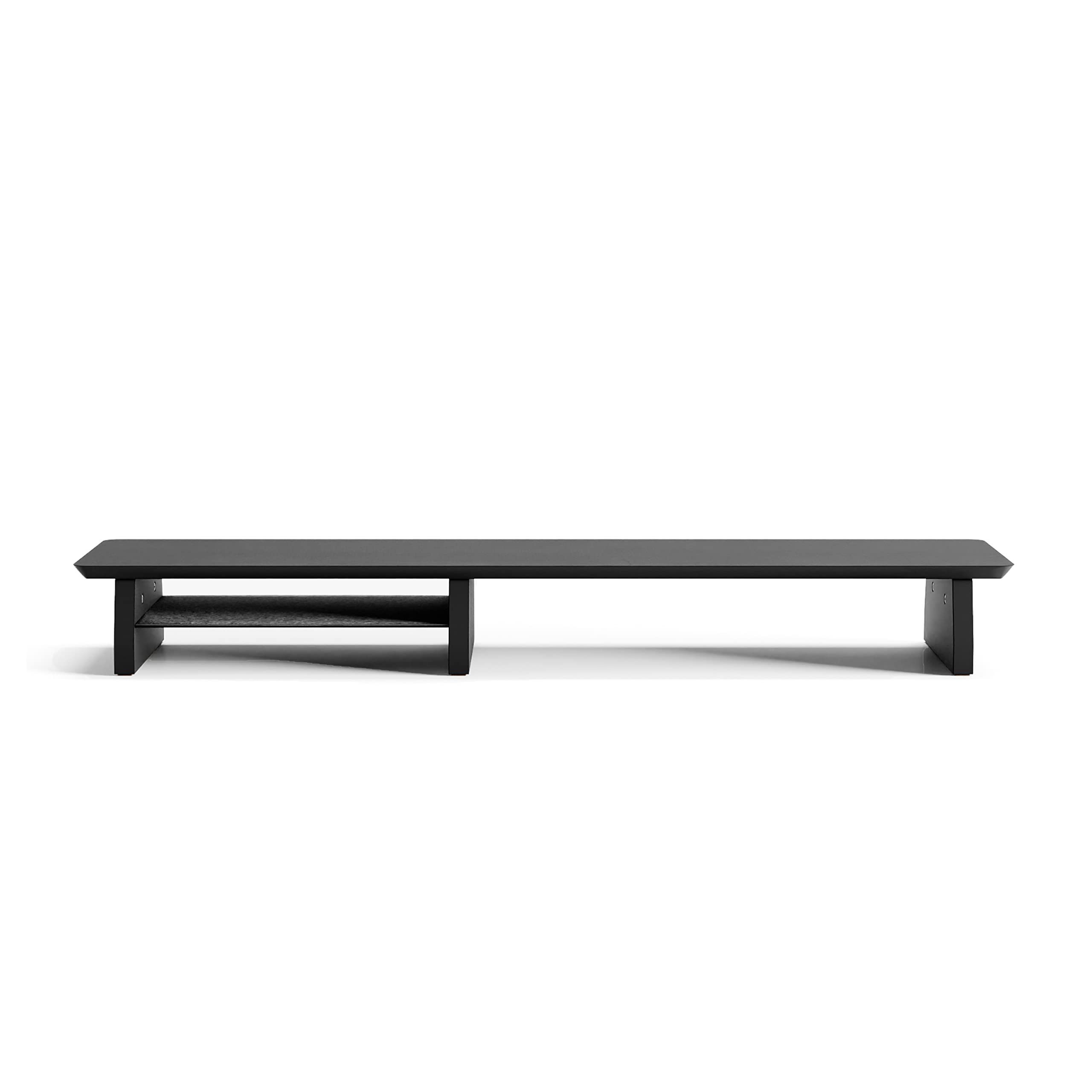 Dual Monitor Stand for Desk - 36 Inch Wooden Monitor Riser Shelf for Office, iMac & Dual Screen Setup - Matte Black Wood Desk Organizer with Large Storage Space - Perfect for Home Office & Workspace Organization