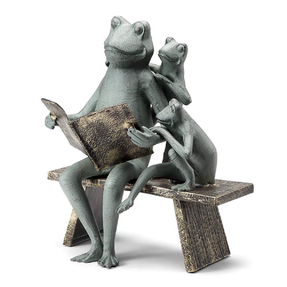 SPI Home Reading Frog Family Cast Aluminum Garden Sculpture - Outdoor Decor for Patio, Lawn & Backyard - Unique Yard Art for Garden Decorations & Landscape Design