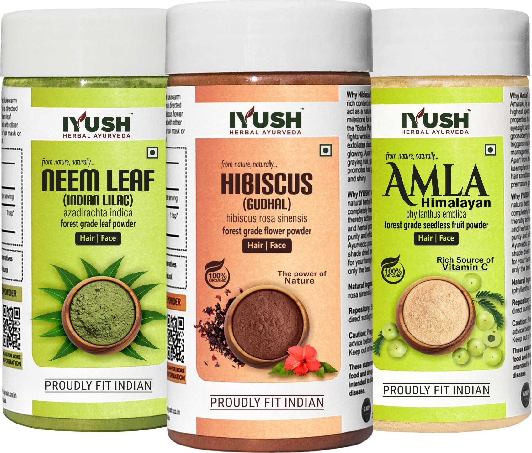 Organic Amla Neem Hibiscus Powder for Hair Growth & Skin Care – 300g Ayurvedic Hair Mask for Dry Frizzy Hair | Natural Volume Booster | Herbal Treatment for Dandruff & Scalp Health | Perfect for DIY Hair Masks & Ayurvedic Beauty Routines