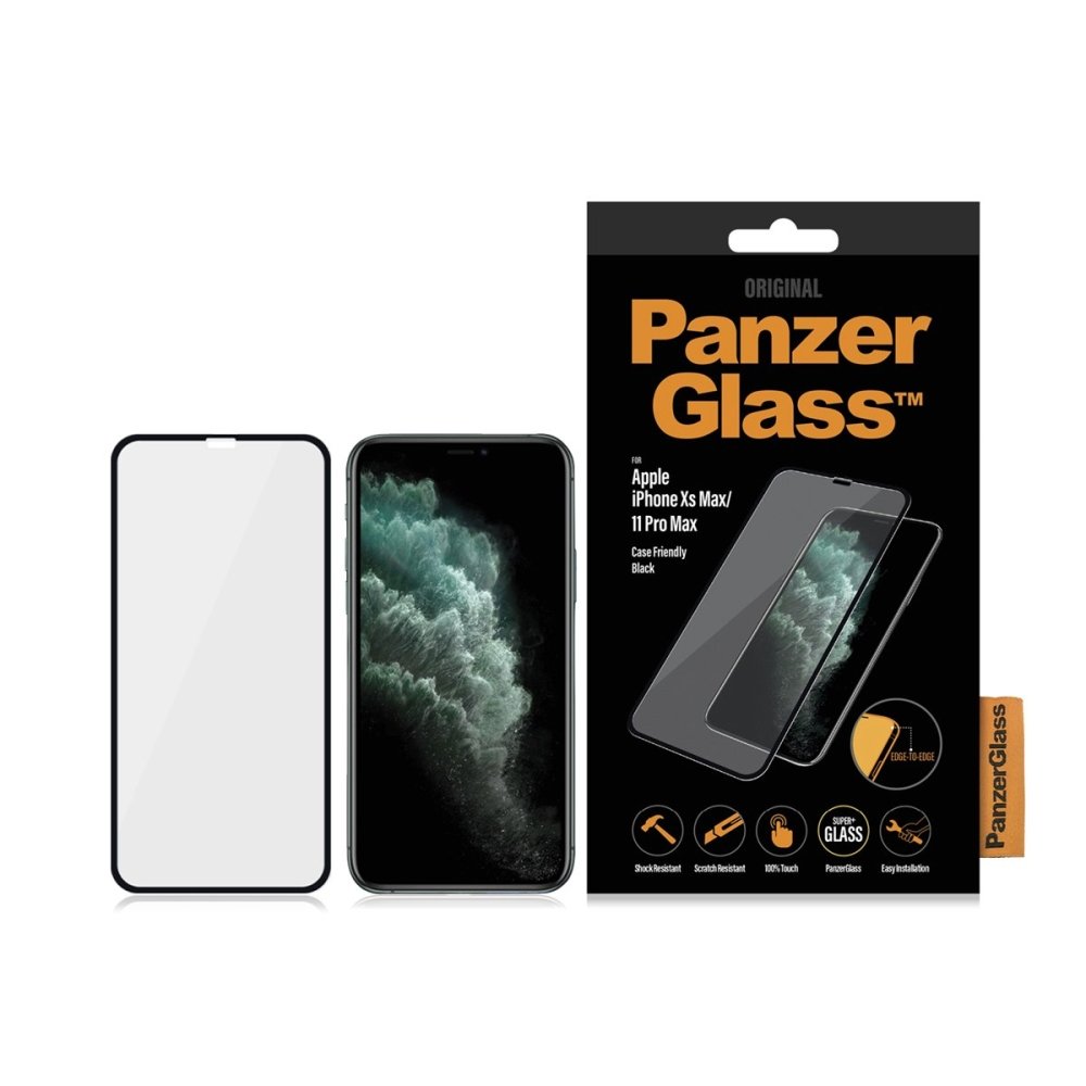 PanzerGlass Edge to Edge Screen Protector for iPhone Xs Max & 11 Pro Max - Black | HD Clear, Anti-Scratch, Bubble-Free Protection for Everyday Use & Gaming