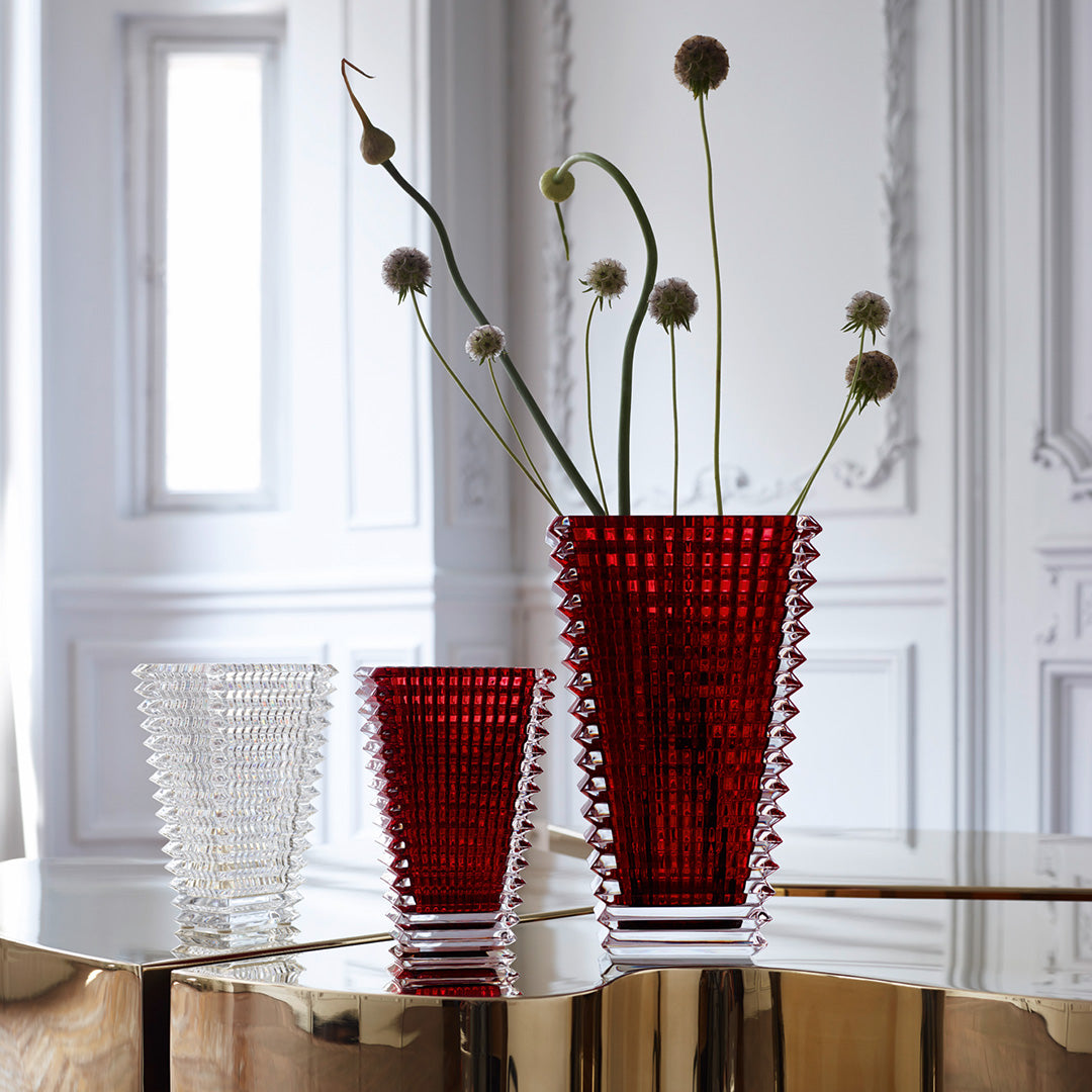 Small Red Rectangular Eye Vase - Modern Home Decor for Living Room, Bedroom & Office Centerpiece