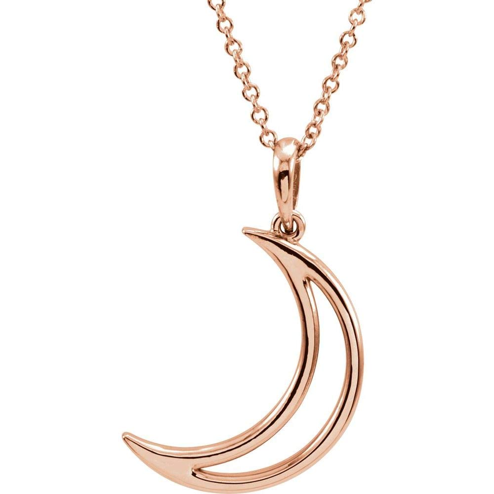 25.7x4.7mm Crescent Moon Charm Pendant Necklace - 16