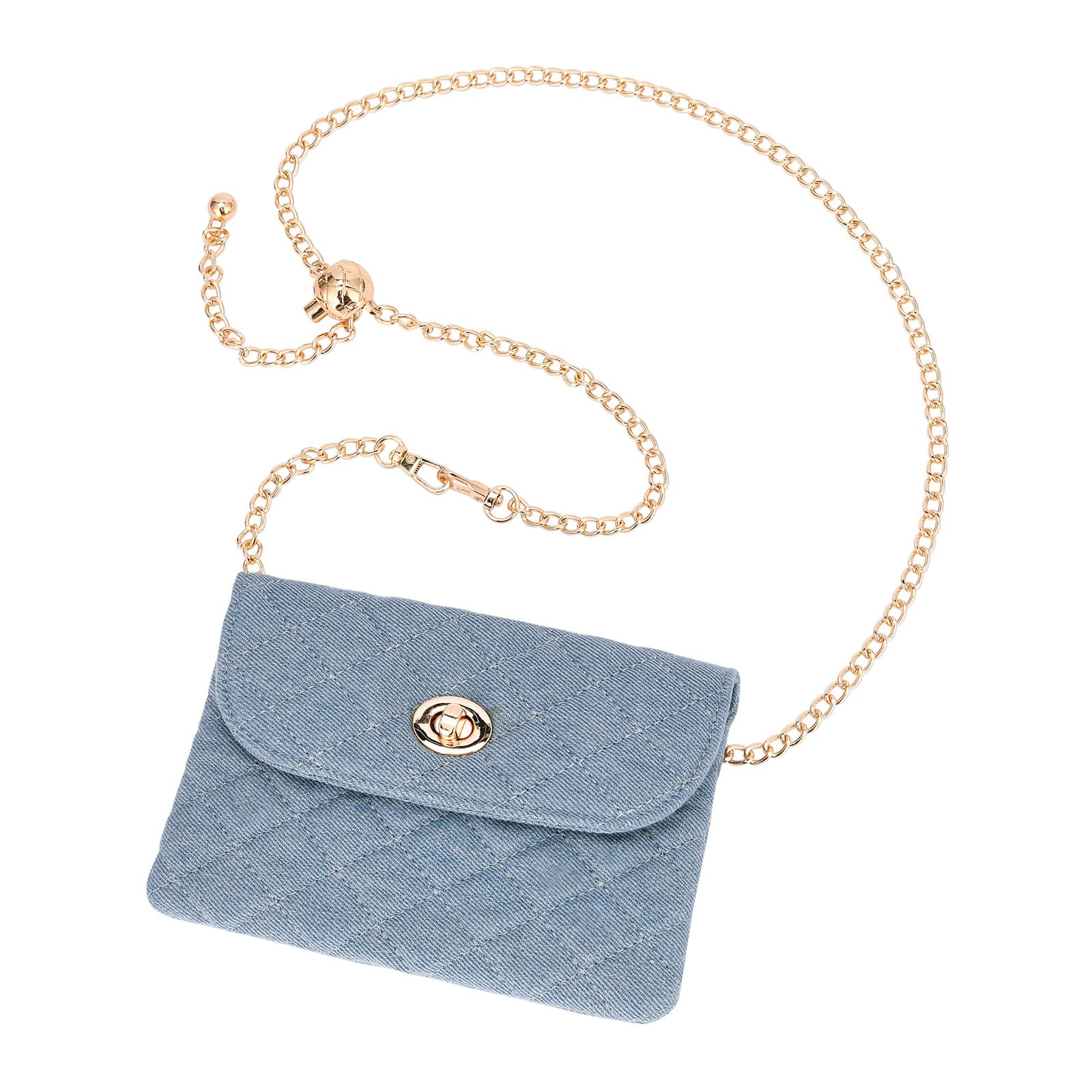 Stylish Women's Chain Belt Bag - Fashionable Denim Waist Purse & Designer Checkered Crossbody Bag for Phone, Cards & Essentials | Perfect for Parties, Travel & Everyday Use