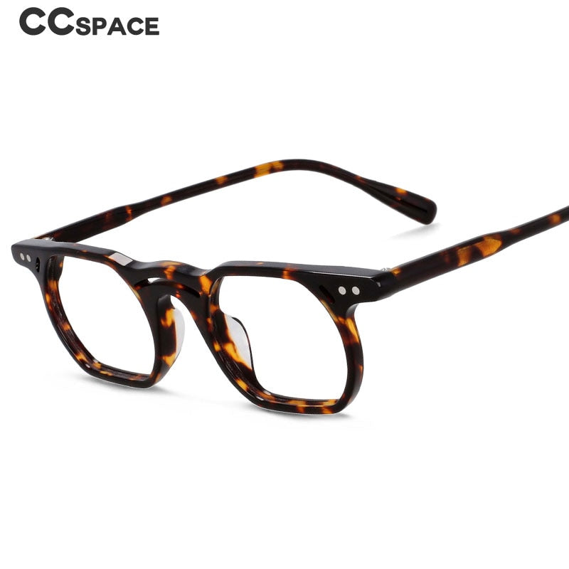 CCspace Unisex Full Rim Polygonal Round Acetate Double Bridge Frame Eyeglasses 54540 - Stylish Retro Glasses for Men & Women, Lightweight Comfortable Reading Glasses for Office, Driving & Daily Wear