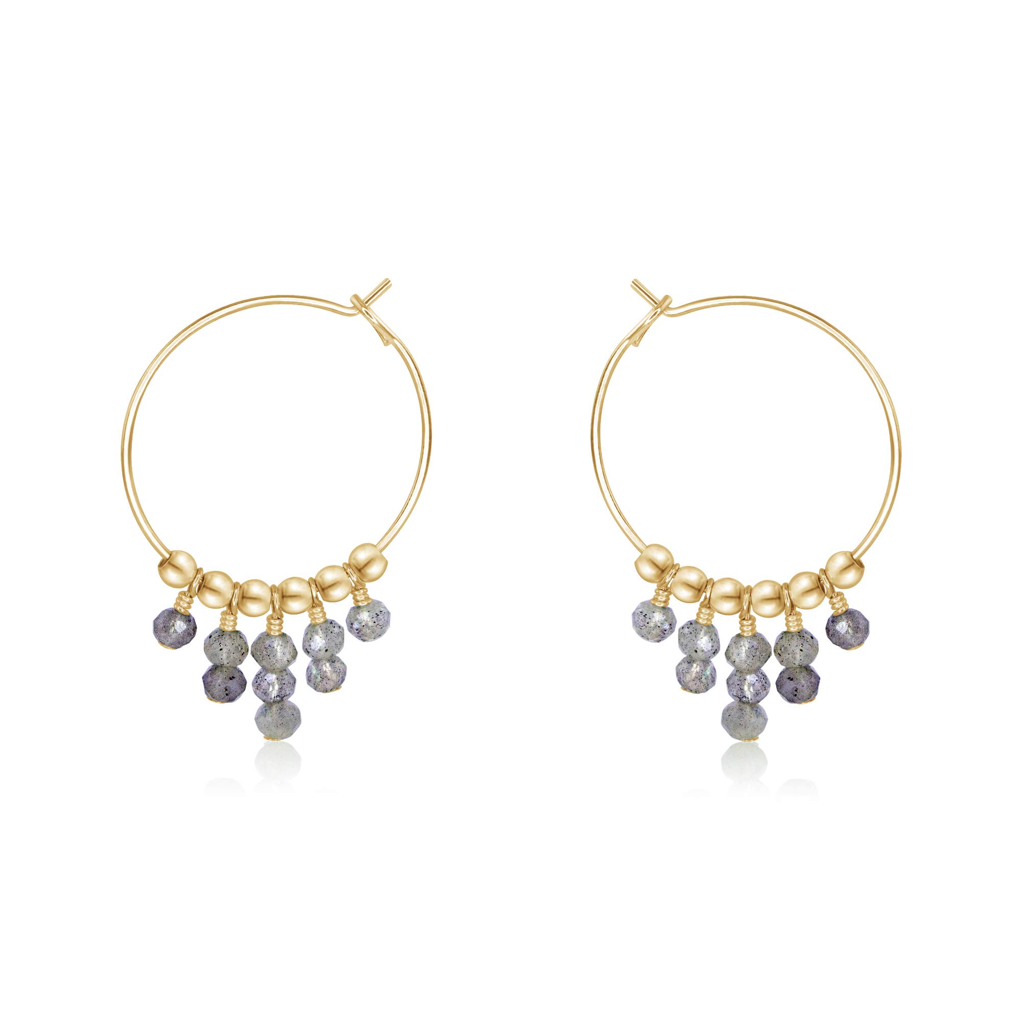 14K Gold Filled Labradorite Hoop Earrings - Elegant Gemstone Jewelry for Women, Perfect for Everyday Wear & Special Occasions