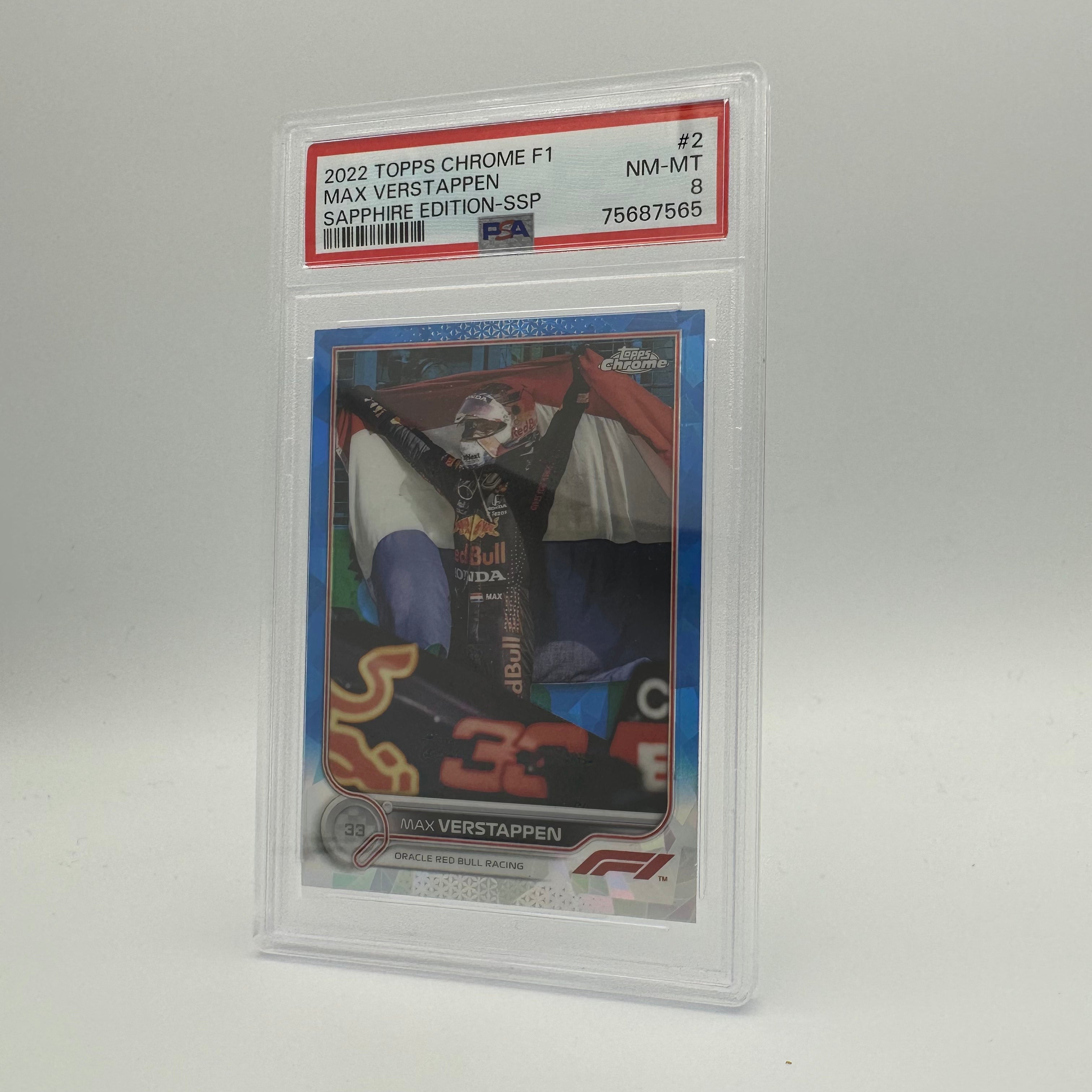 PSA 8 Graded Max Verstappen #2 Sapphire Edition SSP Image Variation - Rare F1 Racing Card for Collectors & Sports Memorabilia Enthusiasts