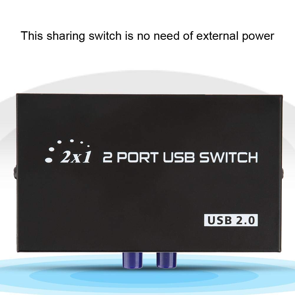 ASHATA 2/4 Port USB 2.0 Sharing Switch Box Hub - Manual USB Switcher Adapter for PC, Computer, Printer, Scanner - Black (2 Port) - Perfect for Home Office & Multi-Device Workstations