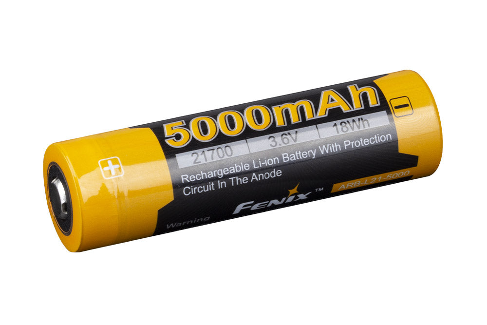 Fenix 21700 Rechargeable Li-ion Battery 5000mAh V2 - High Capacity Power for Flashlights, Headlamps & Outdoor Gear | Long Lasting USB-C Rechargeable Battery for Camping, Hiking & Emergency Preparedness