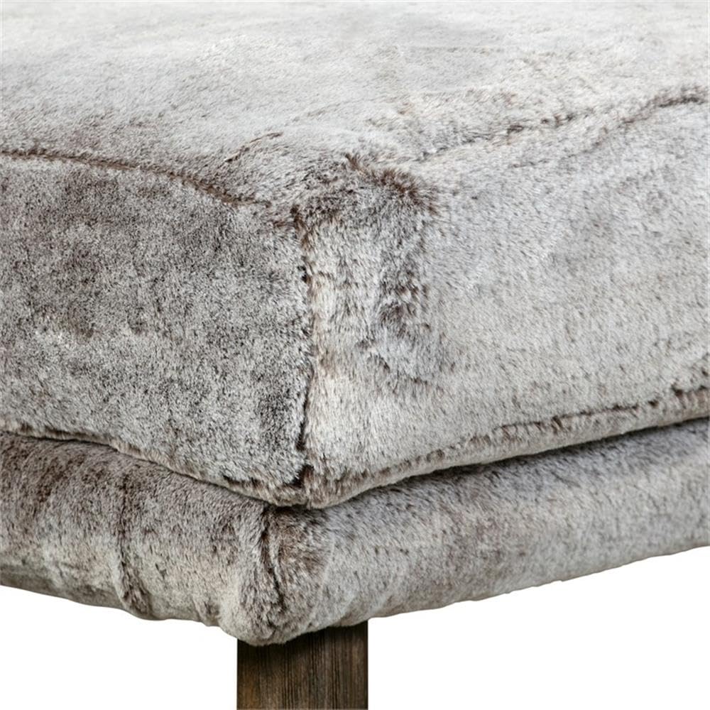 Elle Decor Sophie Armless Slipper Chair - Mink Brown Faux Fur Upholstery | Modern Accent Chair for Living Room, Bedroom & Home Office