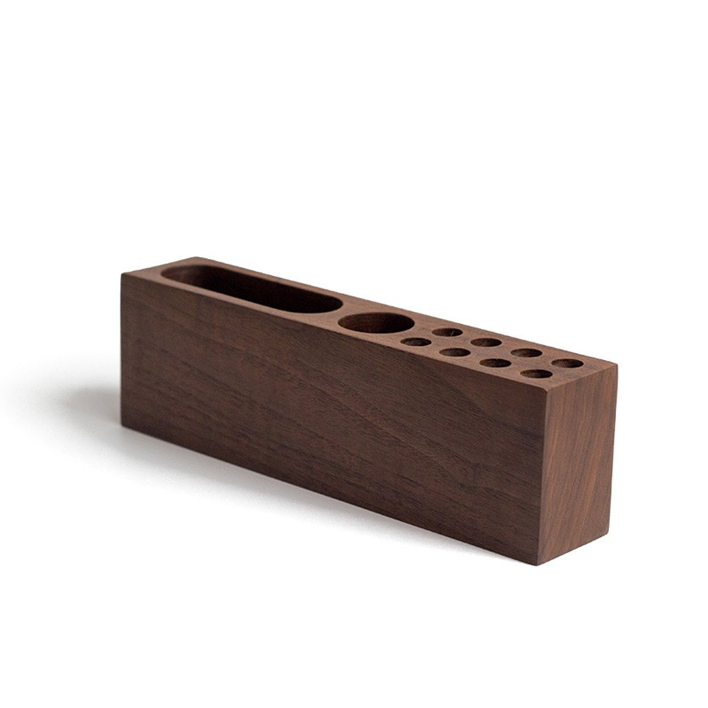 Vintage Wooden Pen Holder & Desk Organizer - Multifunctional Pencil Stand for Office, Home, or Study (Black Walnut) - Perfect for Organizing Pens, Pencils, and Stationery on Your Desk
