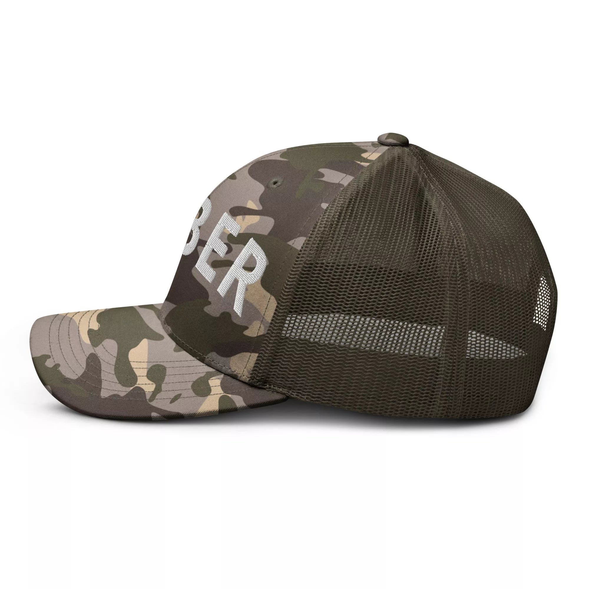 Sober Camouflage Trucker Hat for Men & Women - Adjustable Snapback Cap for Outdoor, Hiking, and Casual Wear