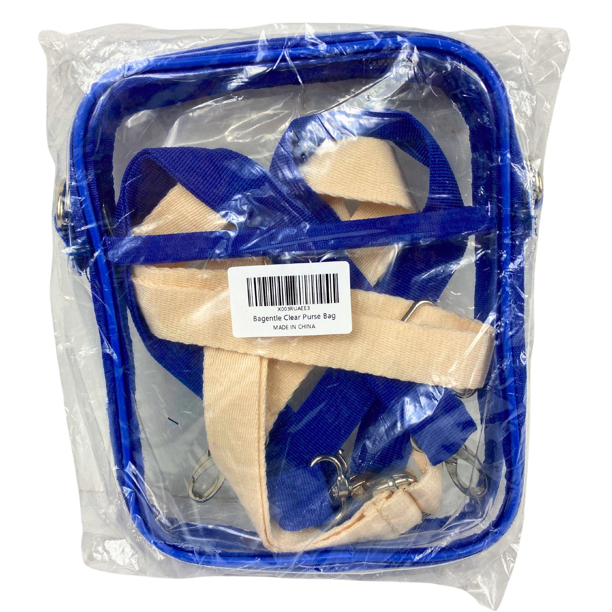Bagentle Clear Purse Bags - 50 Pack Blue Vinyl Tote Bags for Women, Beach, Travel, Parties & Events