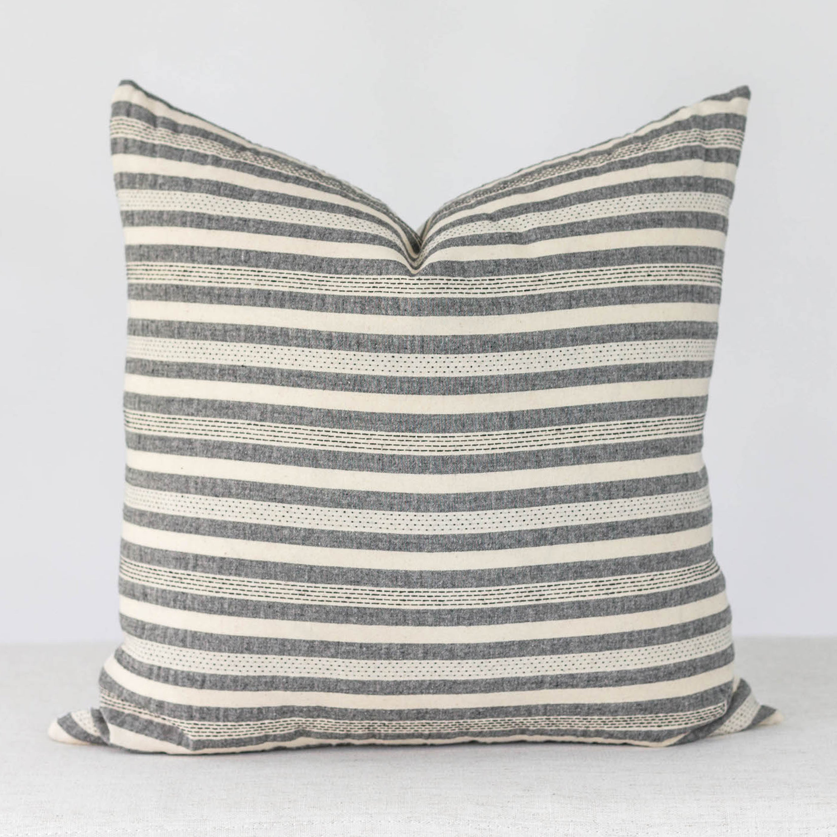 Boho Stripe Pillow Cover - 18x18 Inch Decorative Cushion Case for Sofa, Bed, Couch - Soft Cotton Linen Blend - Perfect for Bohemian, Farmhouse & Eclectic Home Decor
